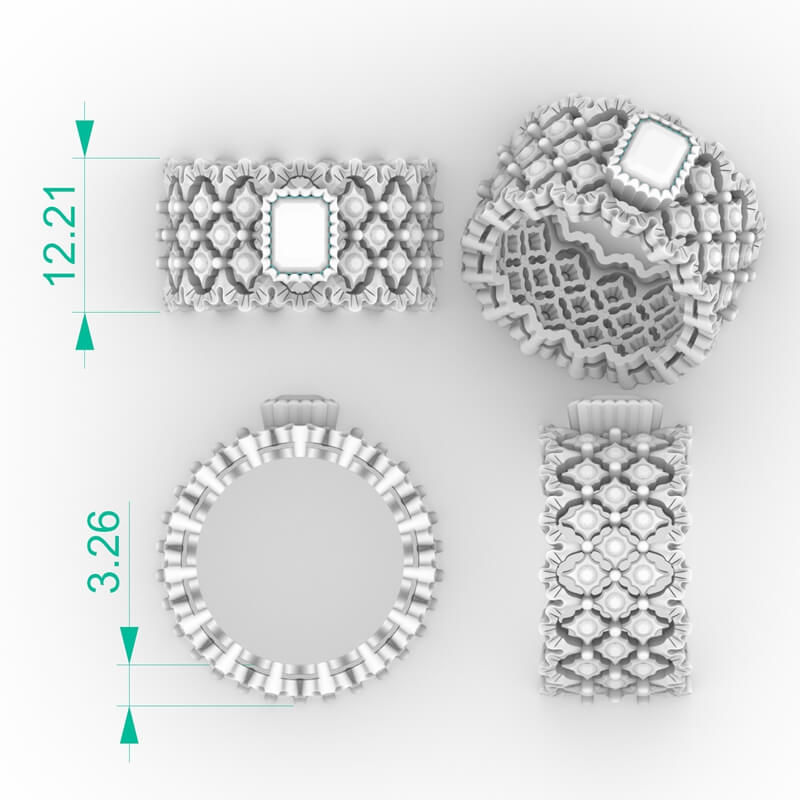 Intricate Gemstone Ring 3D print model_1