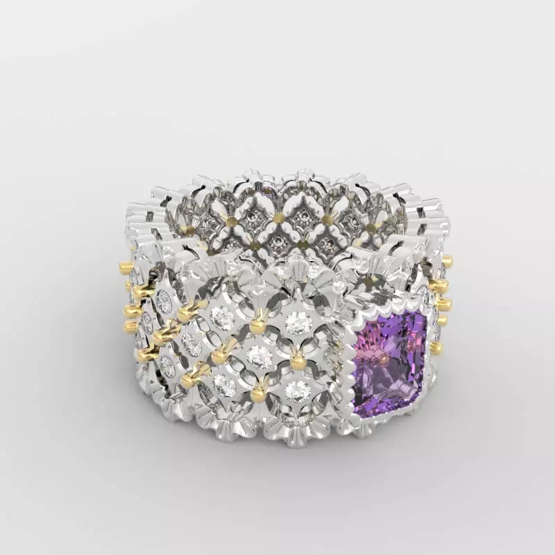 Intricate Gemstone Ring 3D print model_0