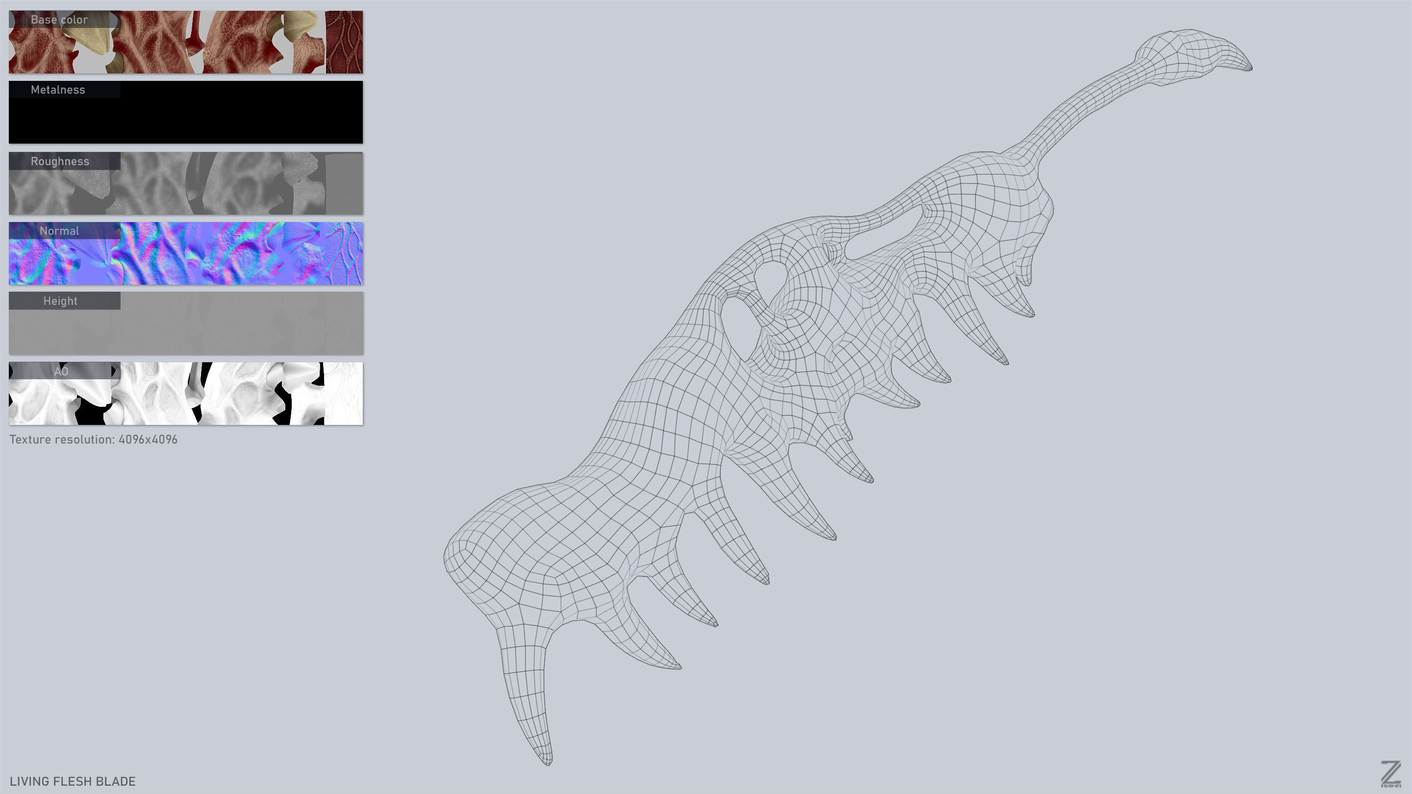 Living flesh blade Low-poly 3D model_3