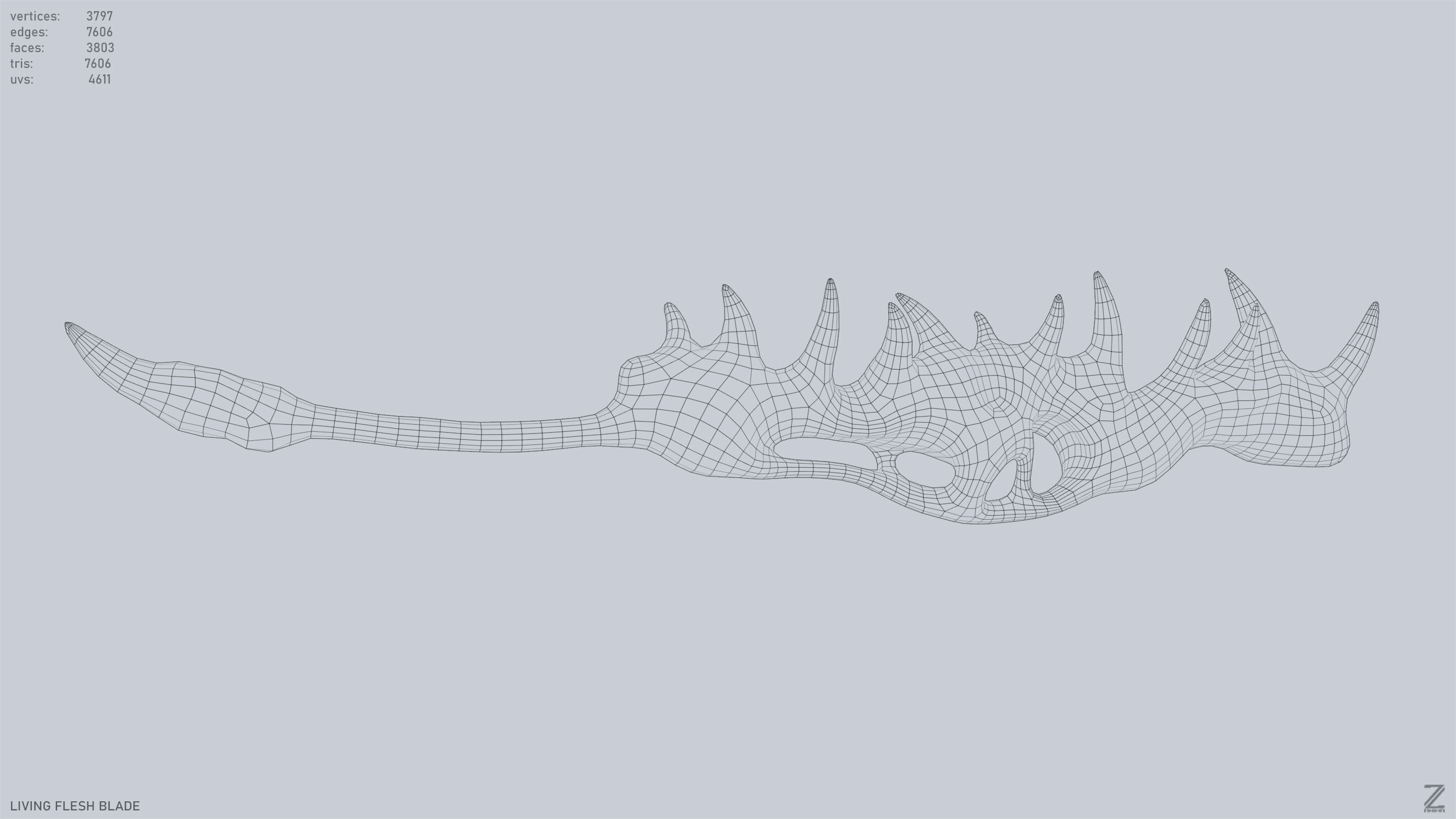 Living flesh blade Low-poly 3D model_12