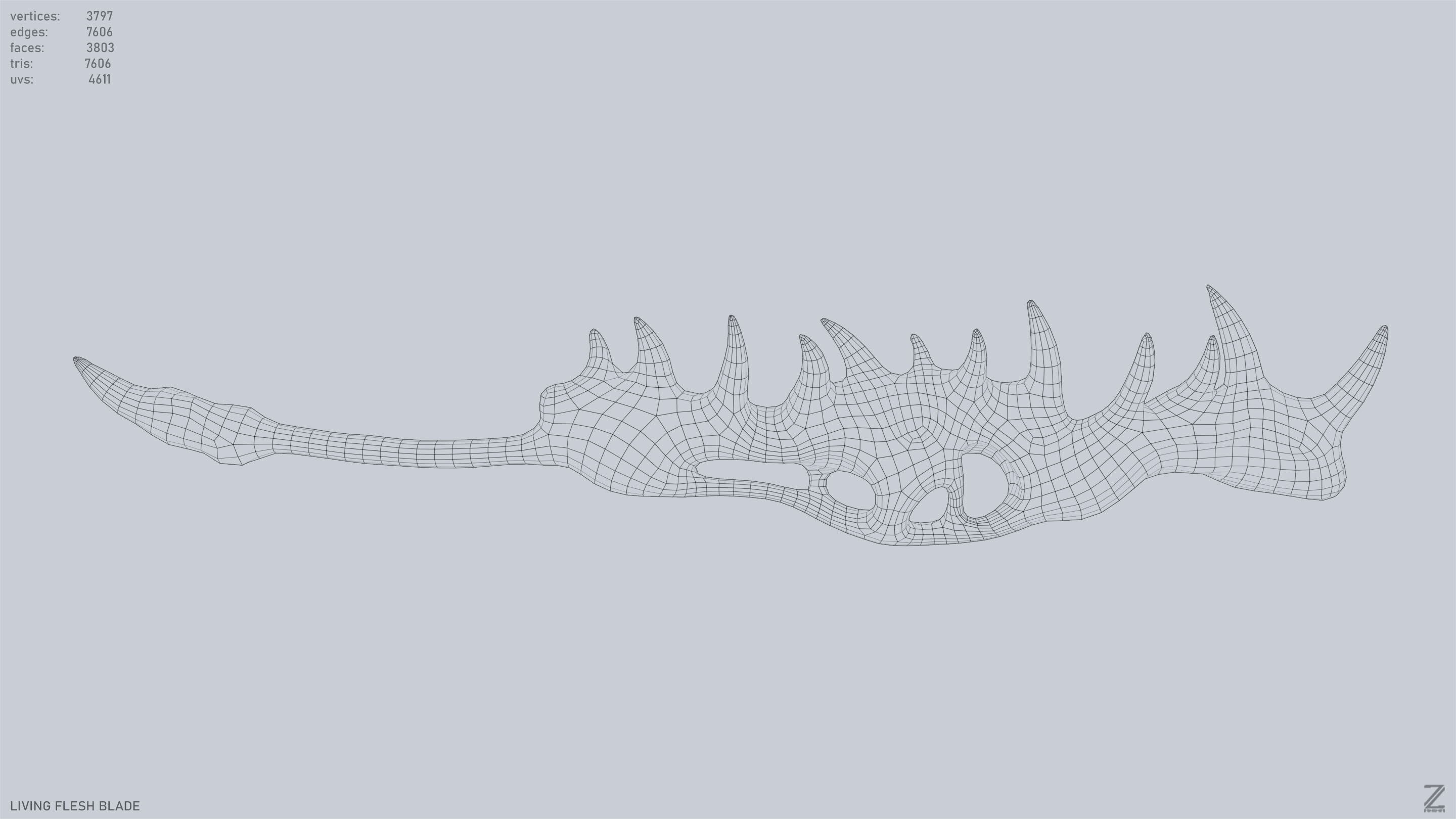 Living flesh blade Low-poly 3D model_14