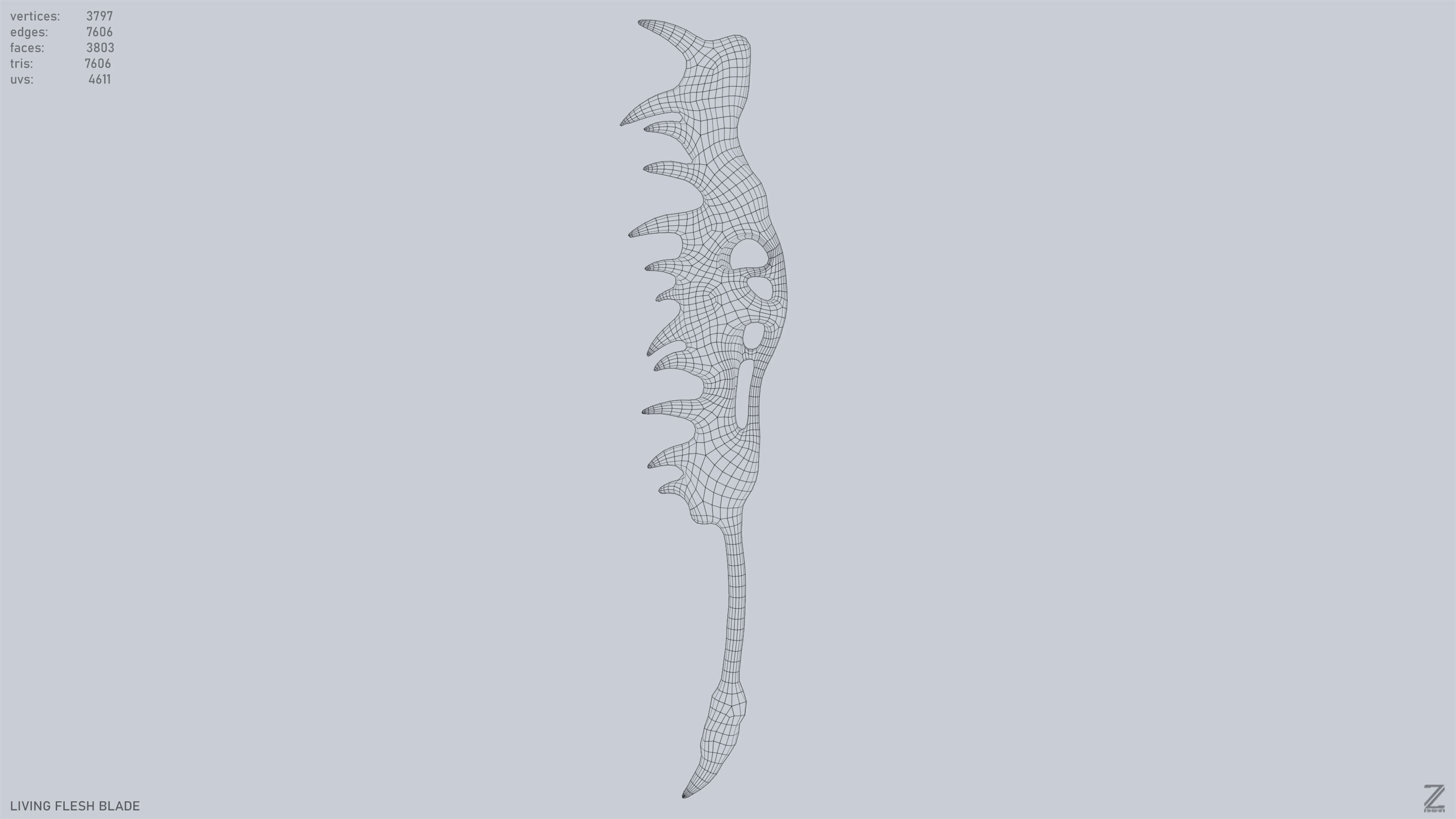 Living flesh blade Low-poly 3D model_9