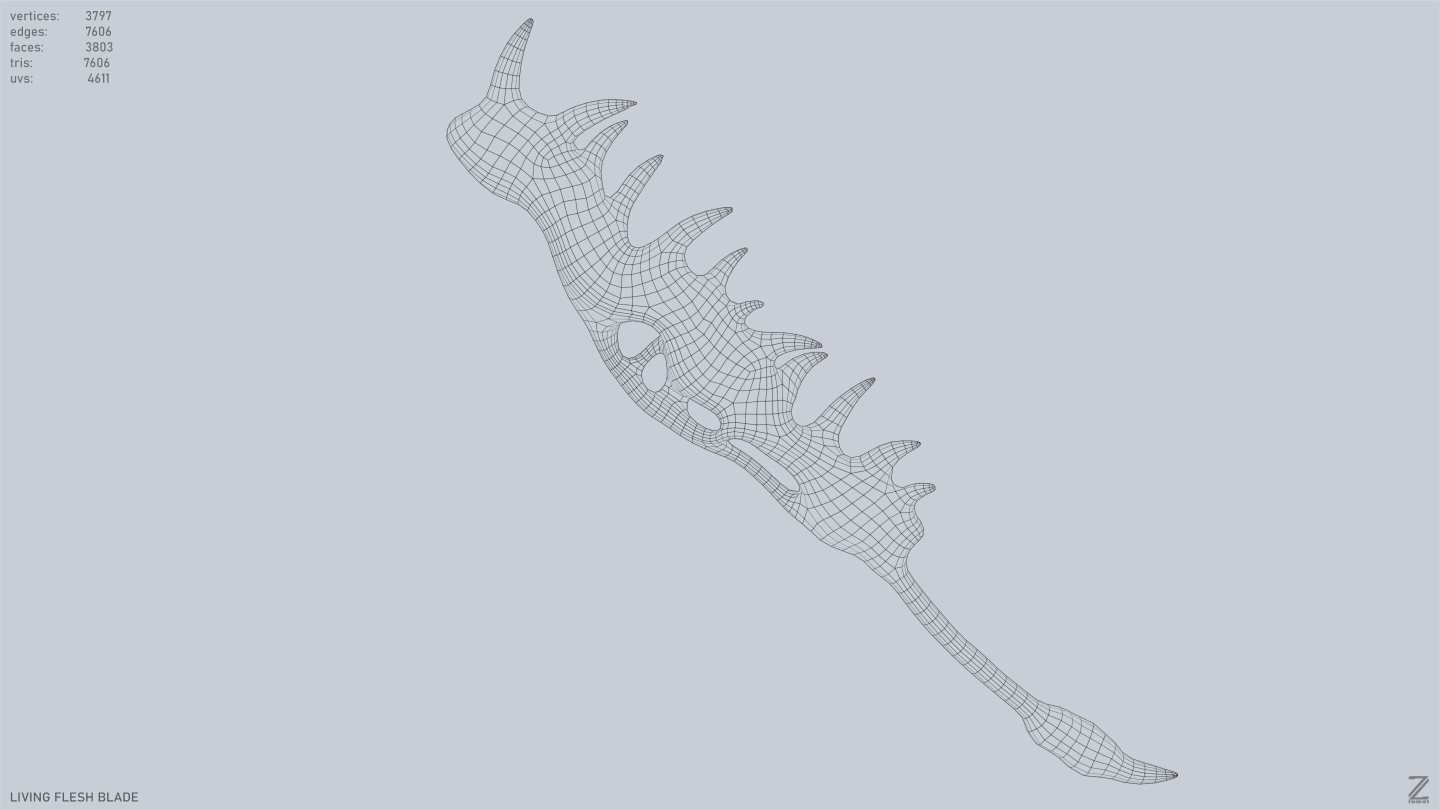 Living flesh blade Low-poly 3D model_13