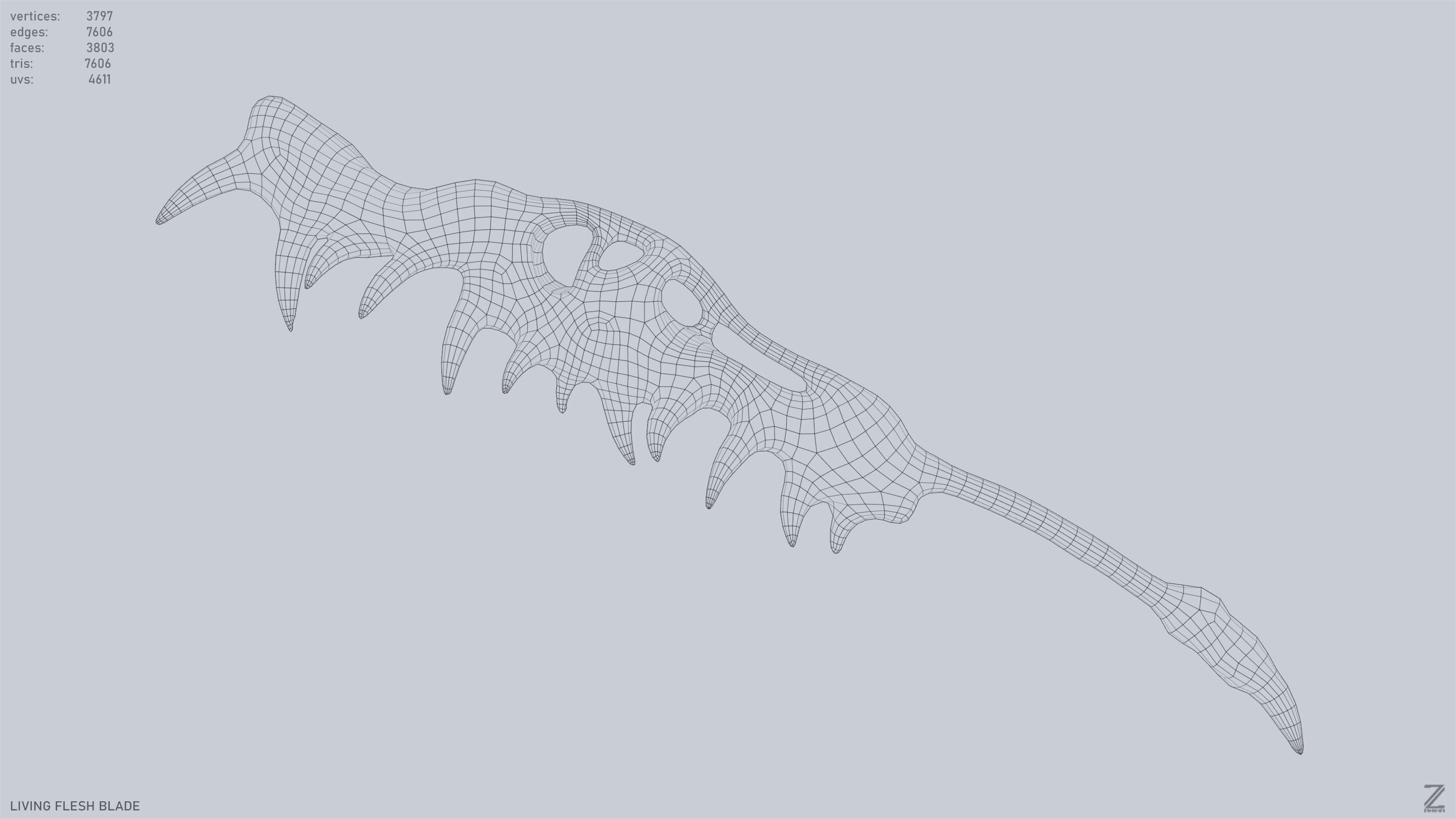 Living flesh blade Low-poly 3D model_10