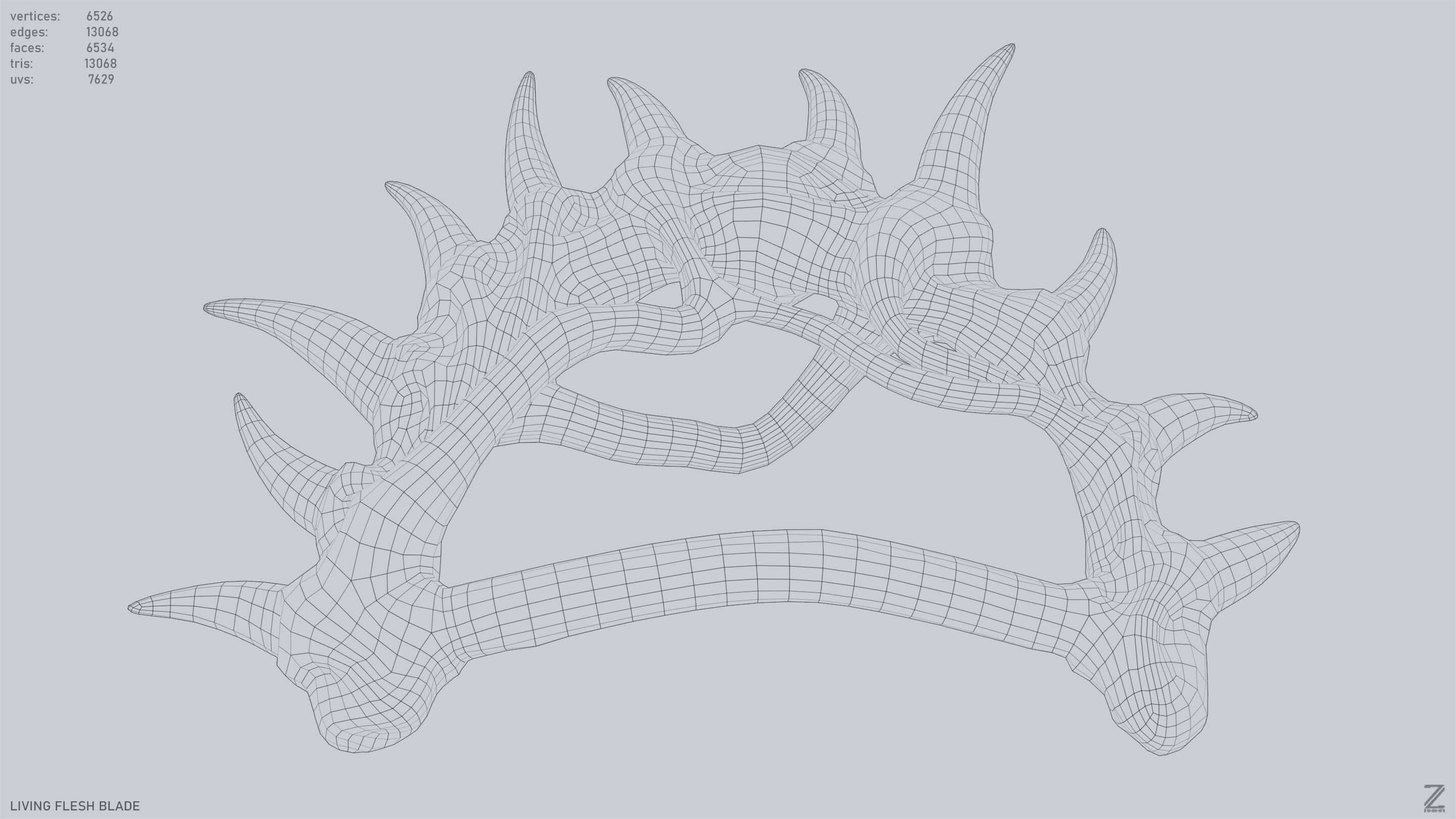 Living flesh blade Low-poly 3D model_12