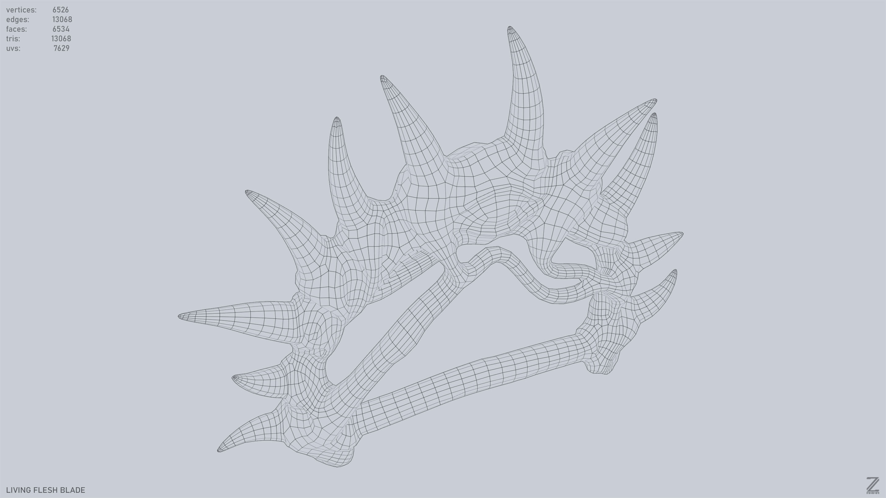 Living flesh blade Low-poly 3D model_4