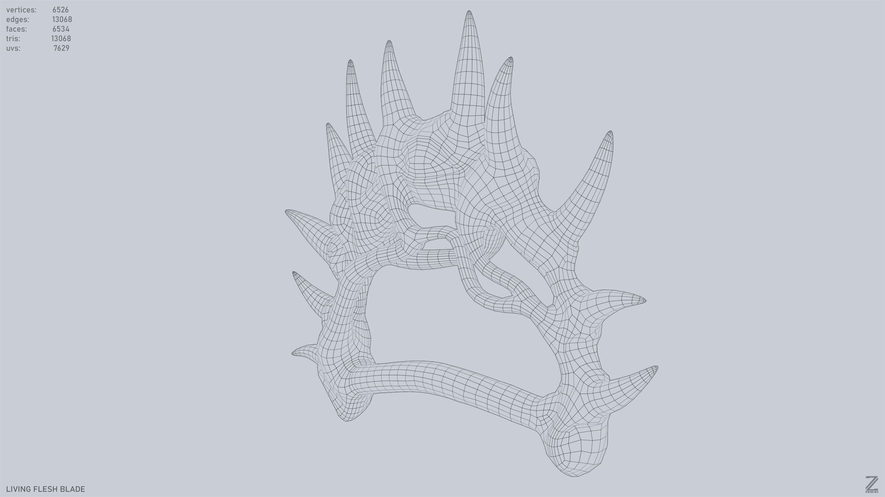 Living flesh blade Low-poly 3D model_11