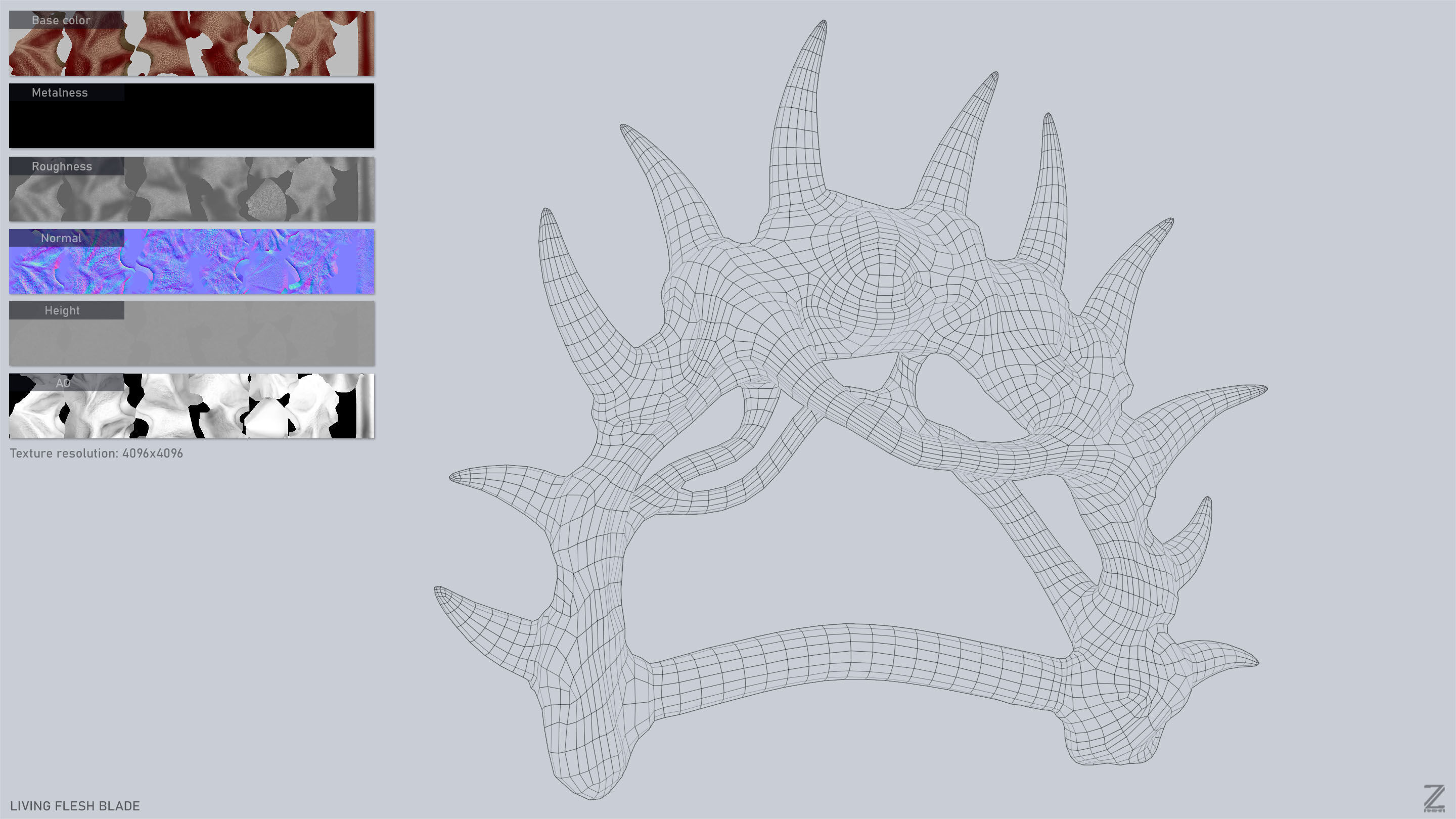 Living flesh blade Low-poly 3D model_3