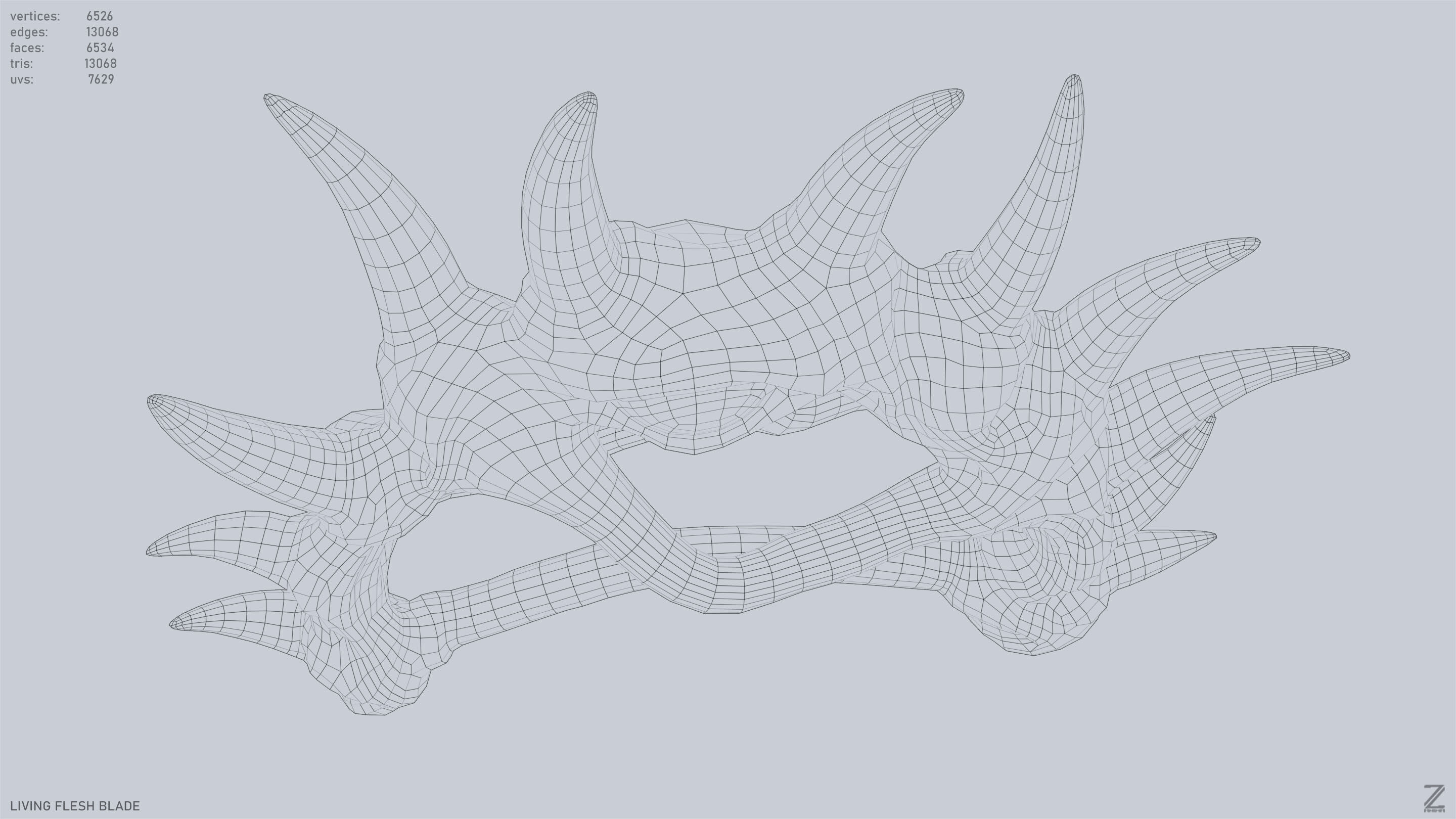 Living flesh blade Low-poly 3D model_14