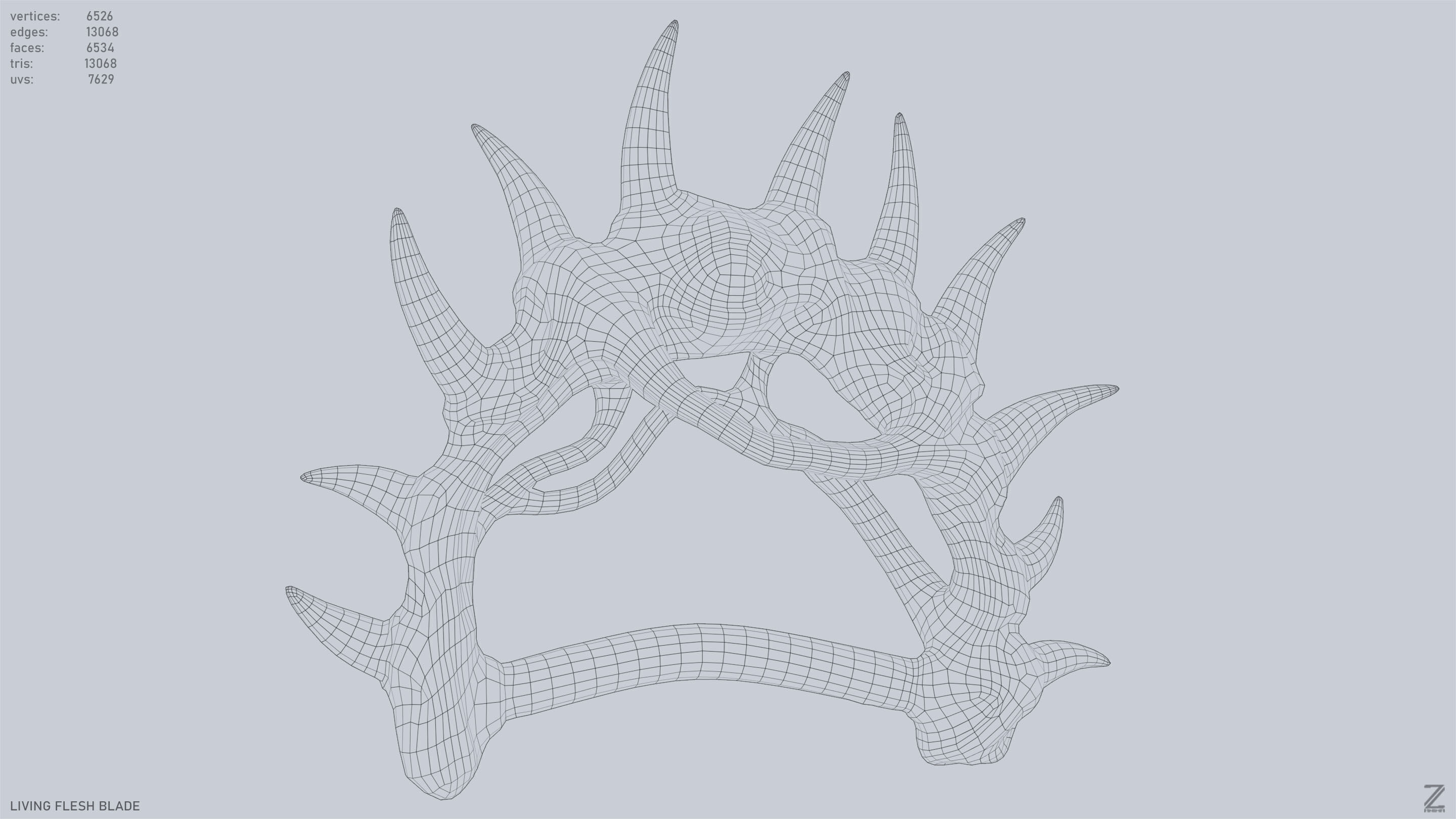 Living flesh blade Low-poly 3D model_15