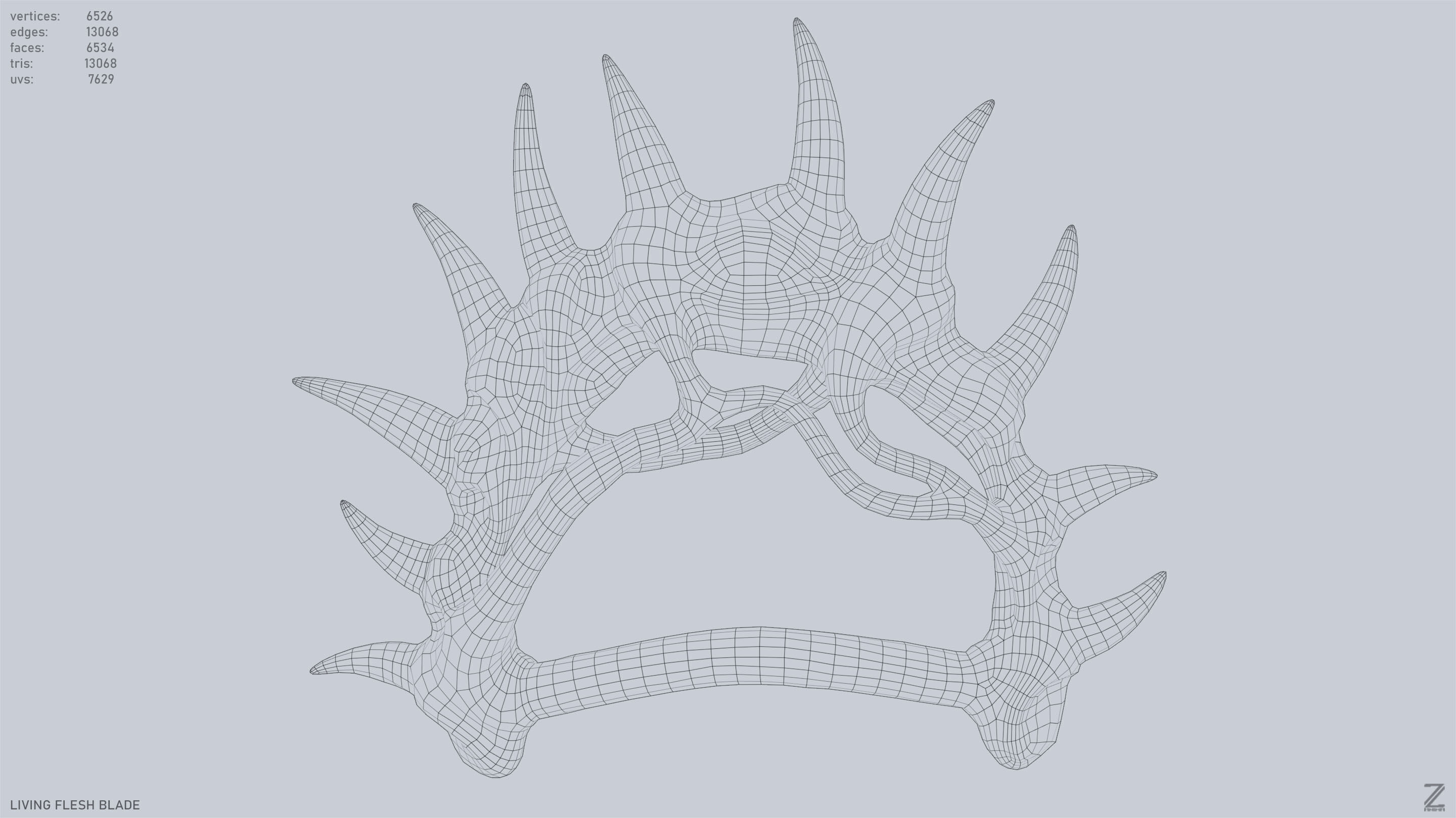 Living flesh blade Low-poly 3D model_10