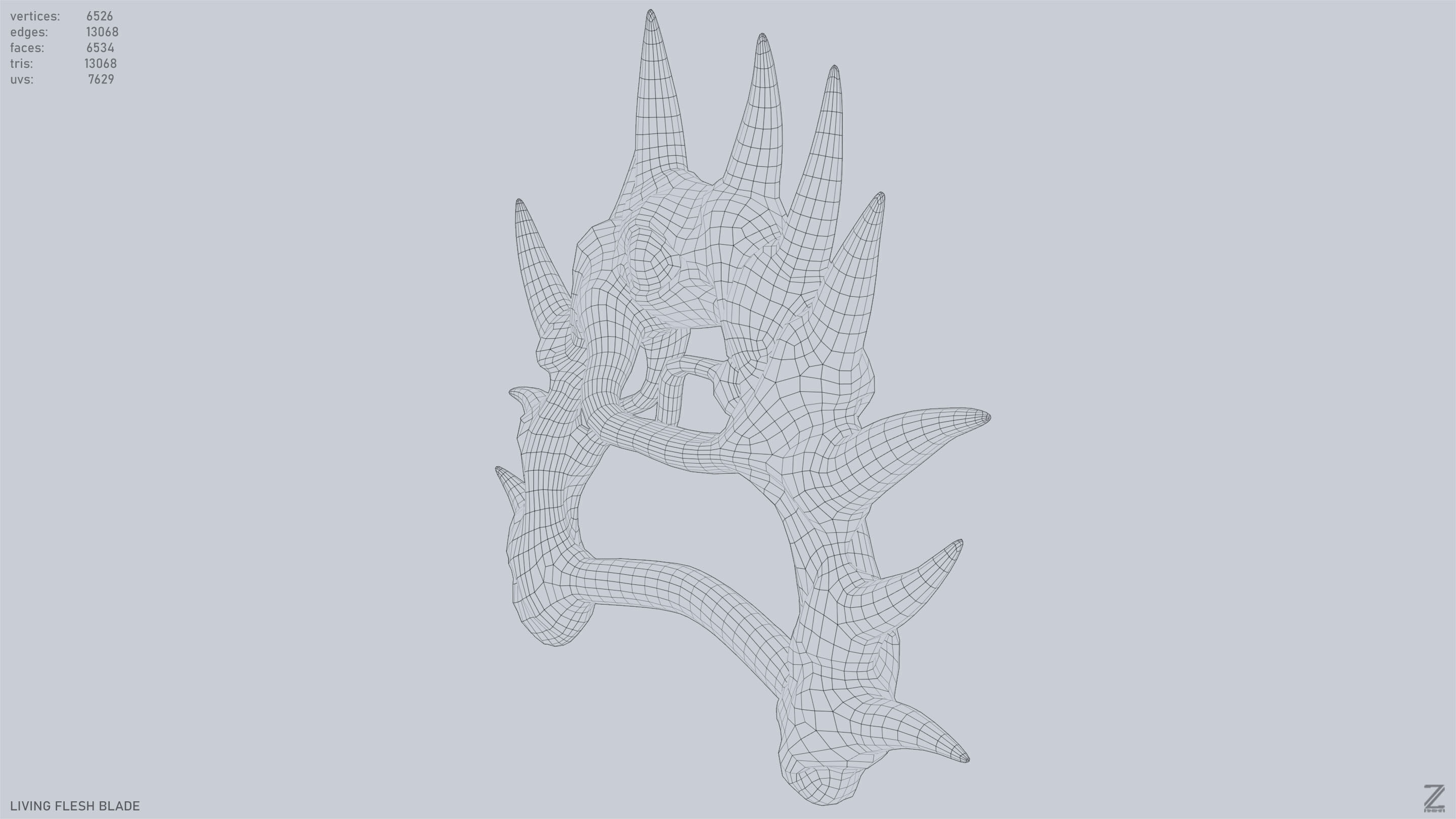 Living flesh blade Low-poly 3D model_13