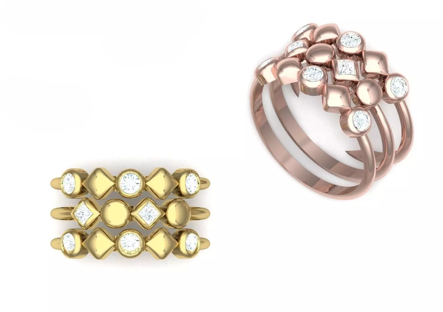 Triple Ring 3D print model_0