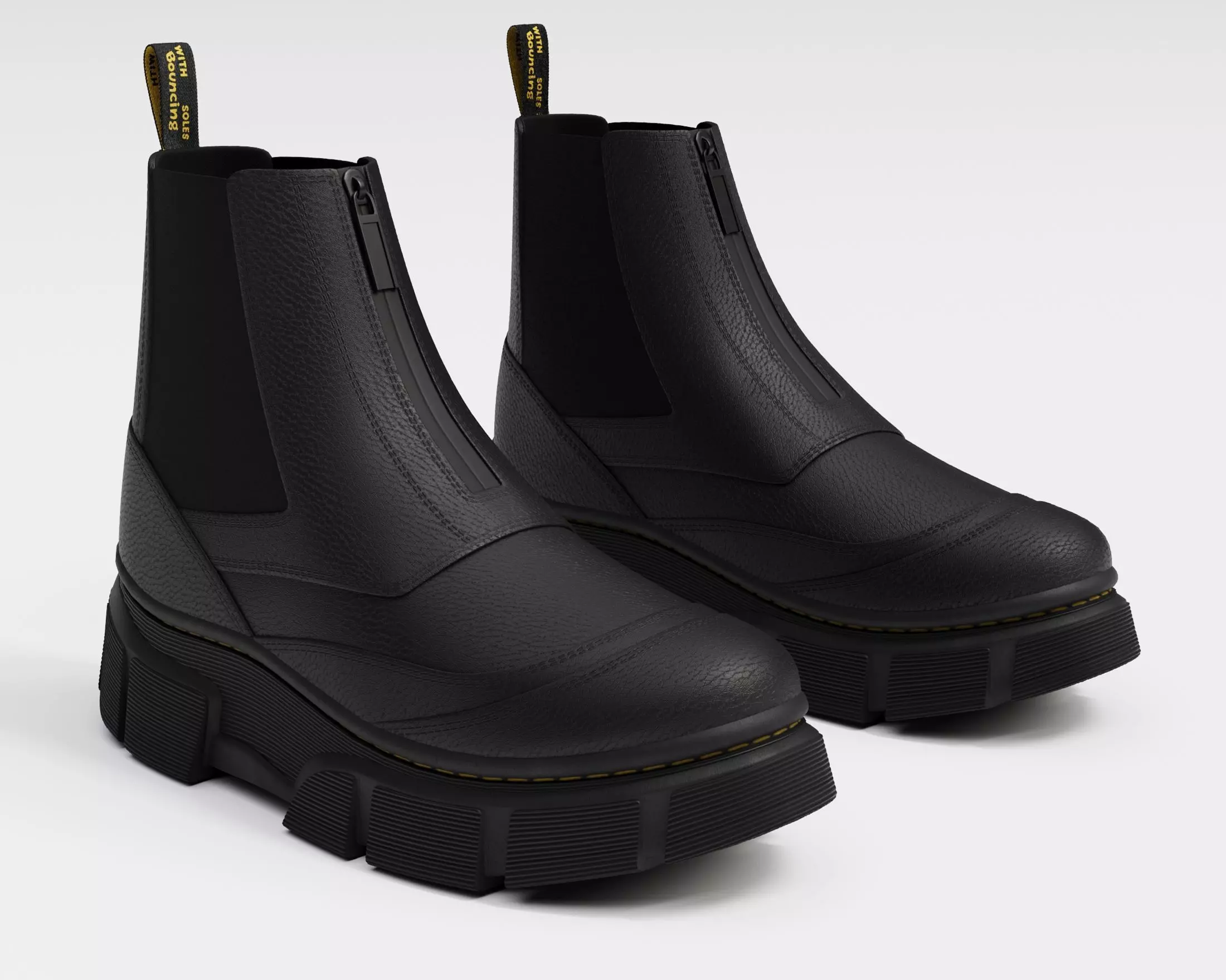 3D model Dr Martens Dmxl 2976 Zip Chelsea Leather Boots VR / AR
