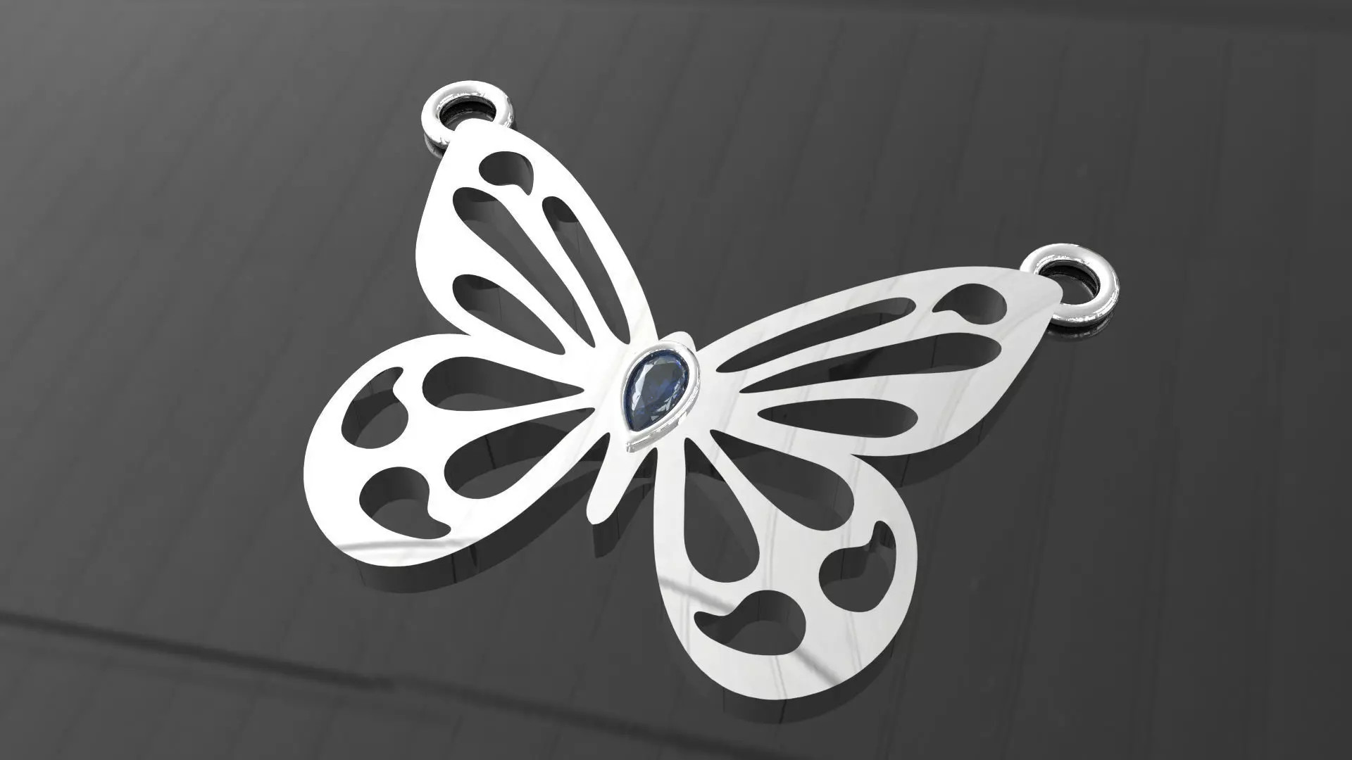 Butterfly pendant with blue sapphire stone Free 3D print model