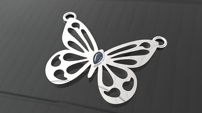 Butterfly pendant with blue sapphire stone Free 3D print model