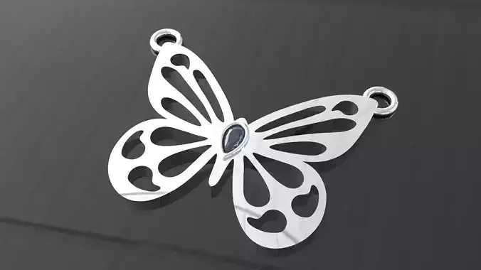 Butterfly pendant with blue sapphire stone