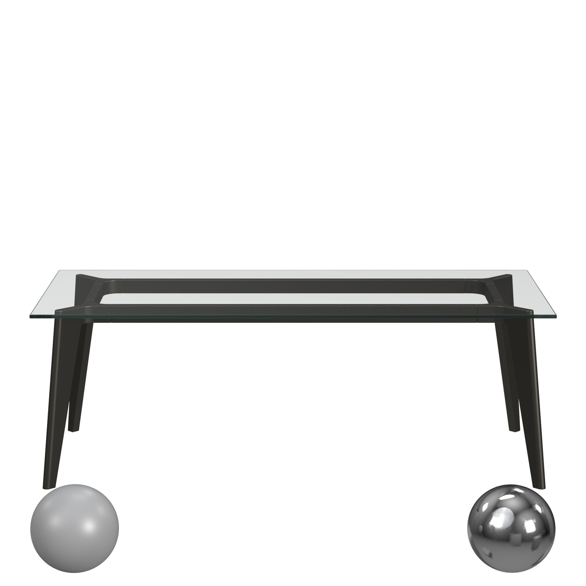 HARPER BLACK DINING TABLE WITH GLASS TOP 3D model_1