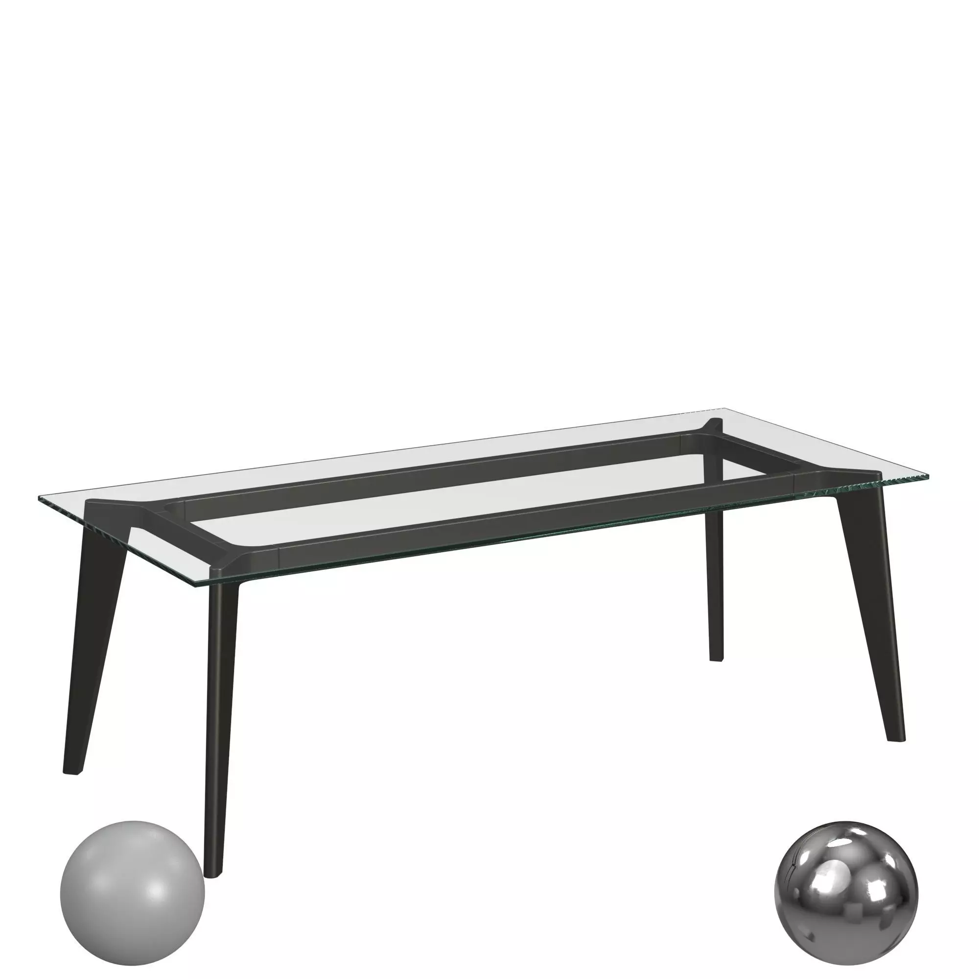 HARPER BLACK DINING TABLE WITH GLASS TOP 3D model_0
