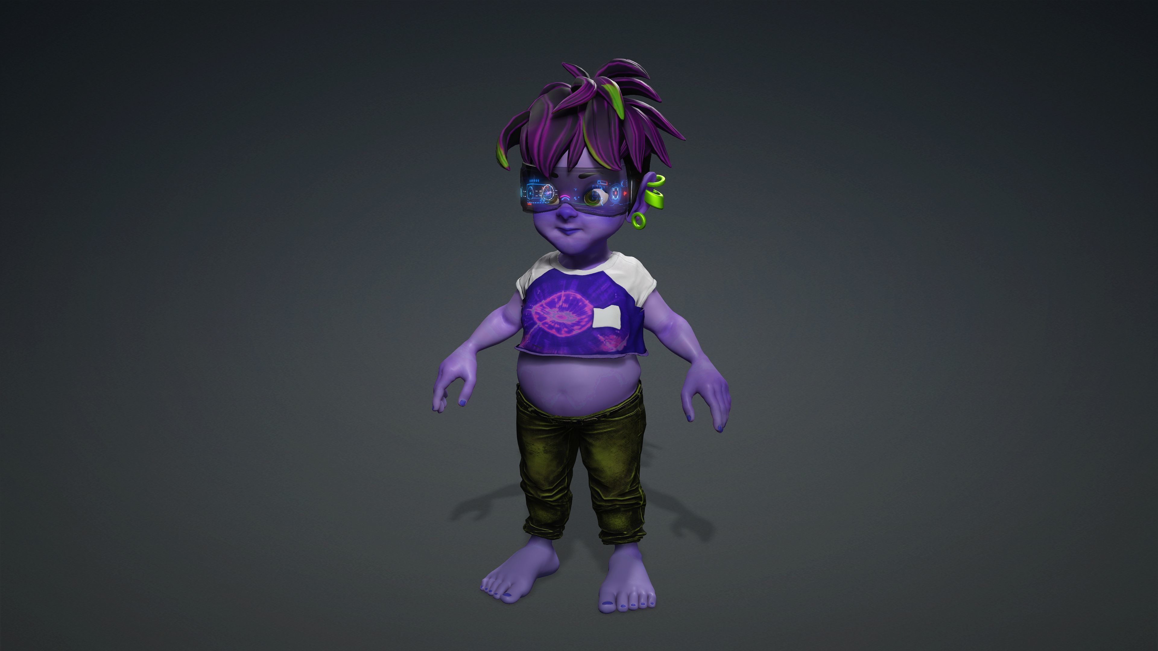 Cartoon Boy Character - Stylized Style Alien Cyberpunk Fantasy 3D model_8