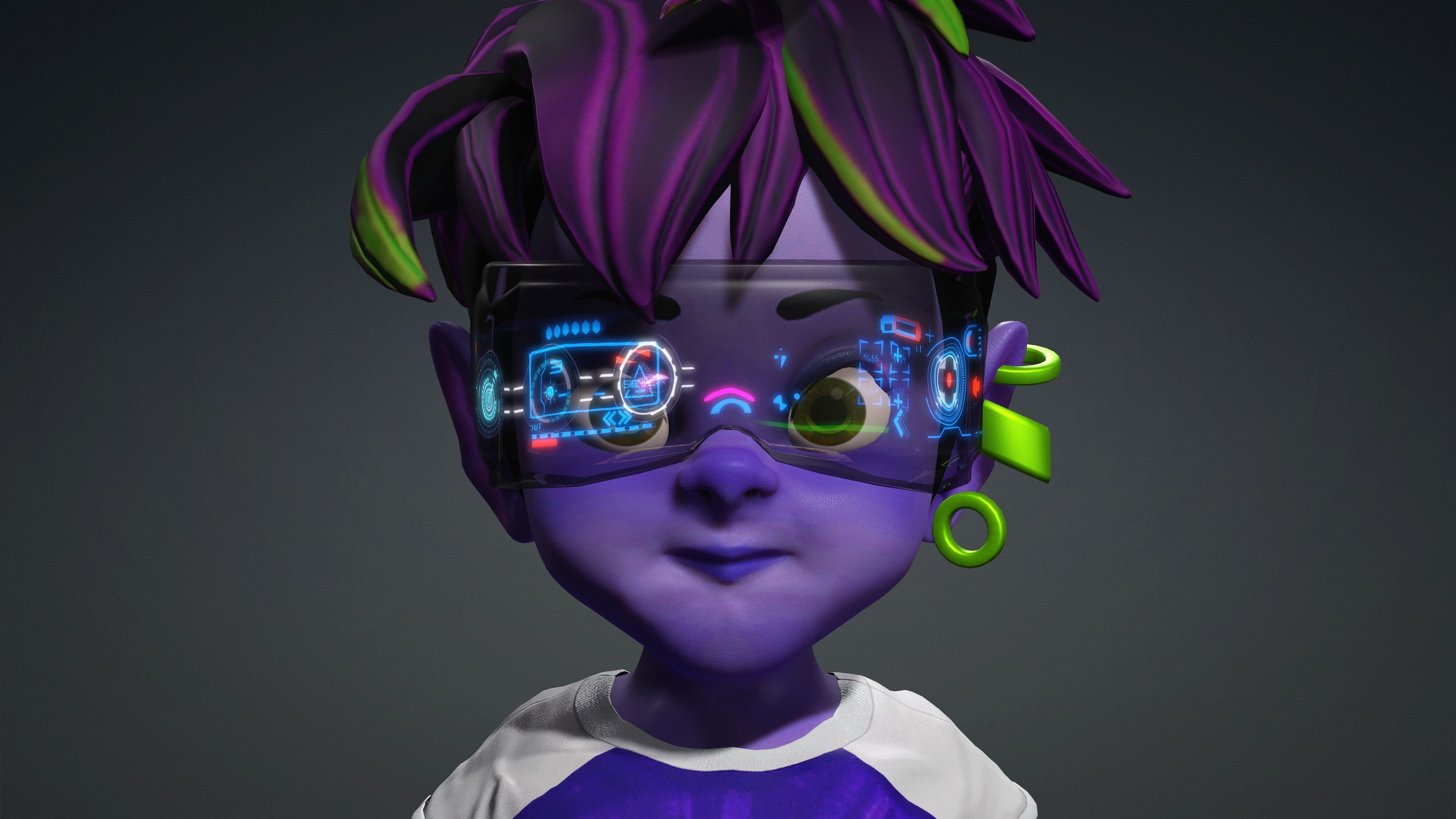Cartoon Boy Character - Stylized Style Alien Cyberpunk Fantasy 3D model_2