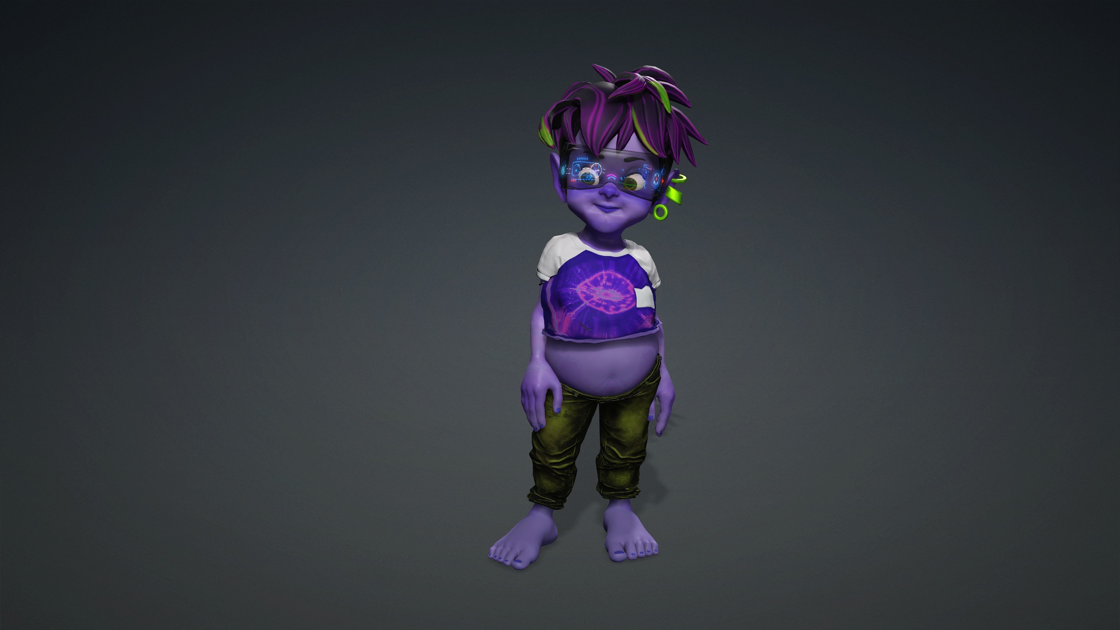 Cartoon Boy Character - Stylized Style Alien Cyberpunk Fantasy 3D model_7