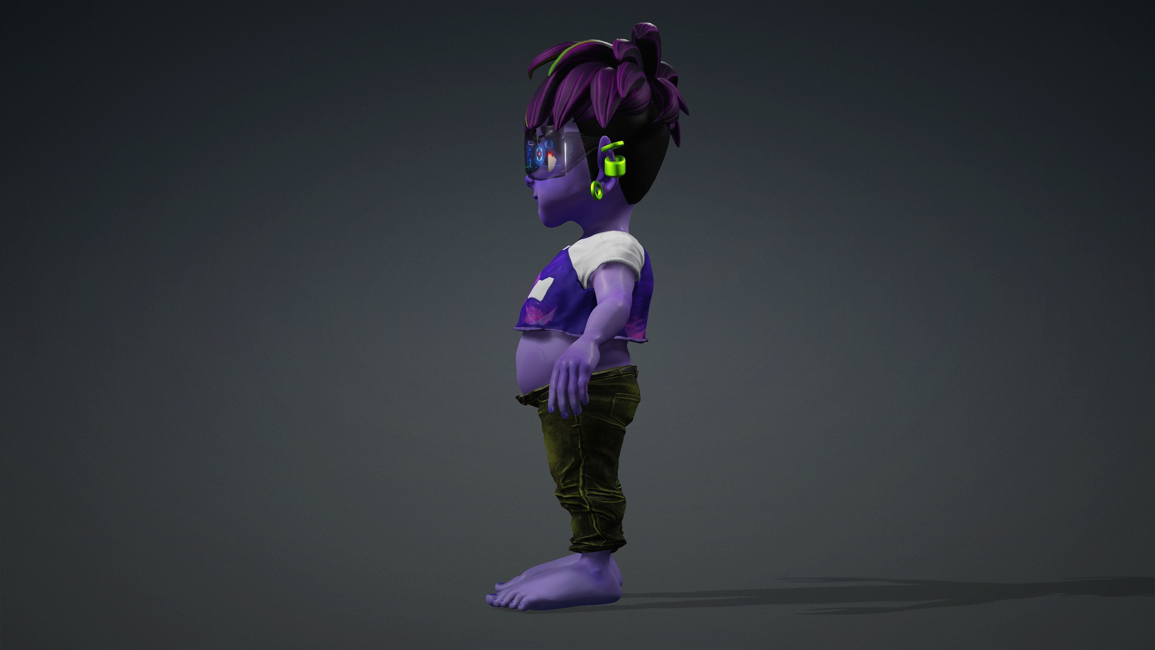 Cartoon Boy Character - Stylized Style Alien Cyberpunk Fantasy 3D model_10