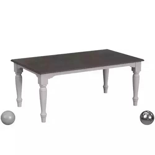 Roundhill Furniture Two-tone Distressed Wood Dining Table 3D model