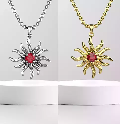 Sun Pendant with gem 3D print model  3D print model