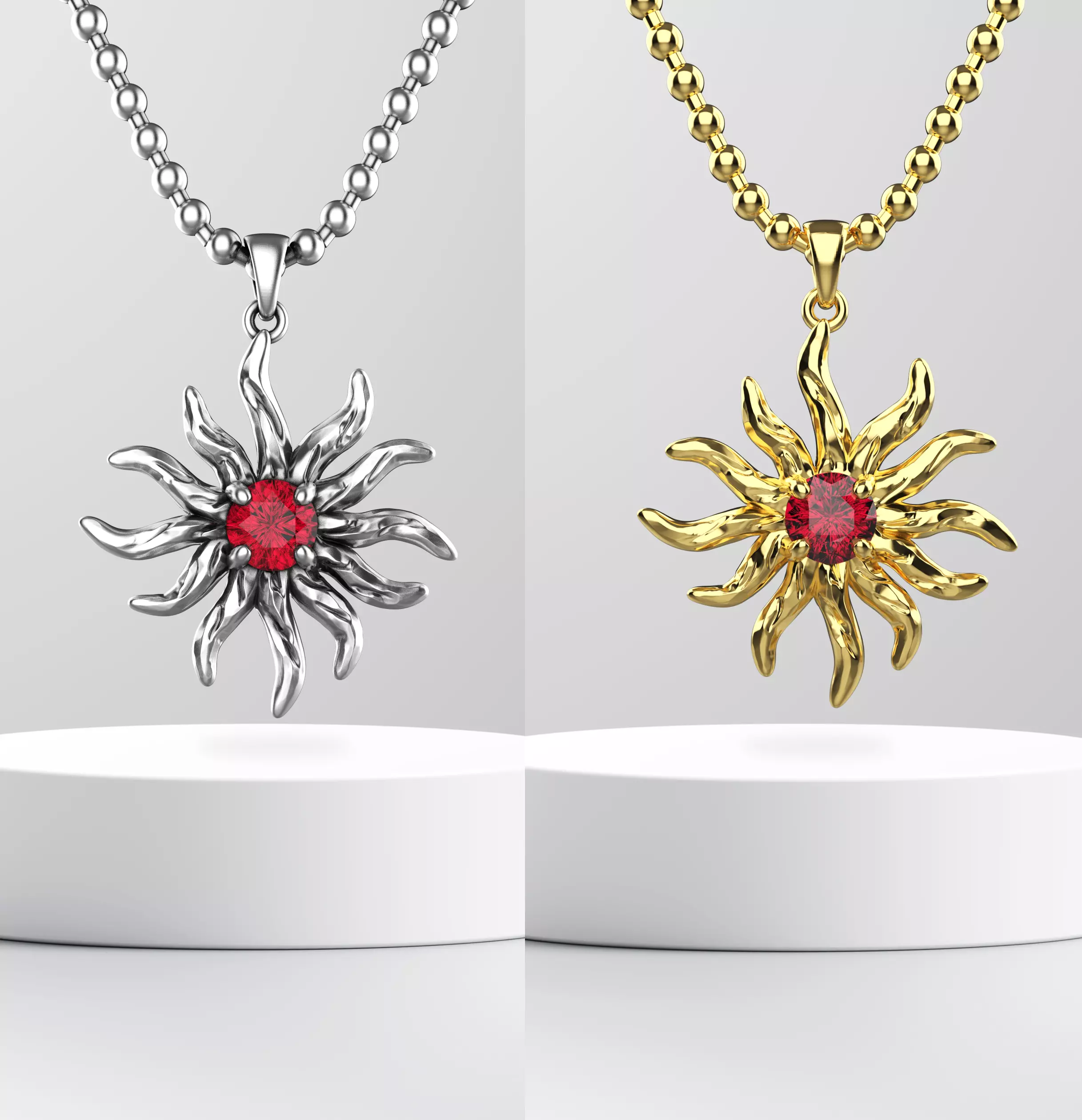 Sun Pendant with gem 3D print model 3D print model