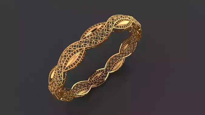 53 Intertwined Gold Lattice Bangle 10gm 3D print model