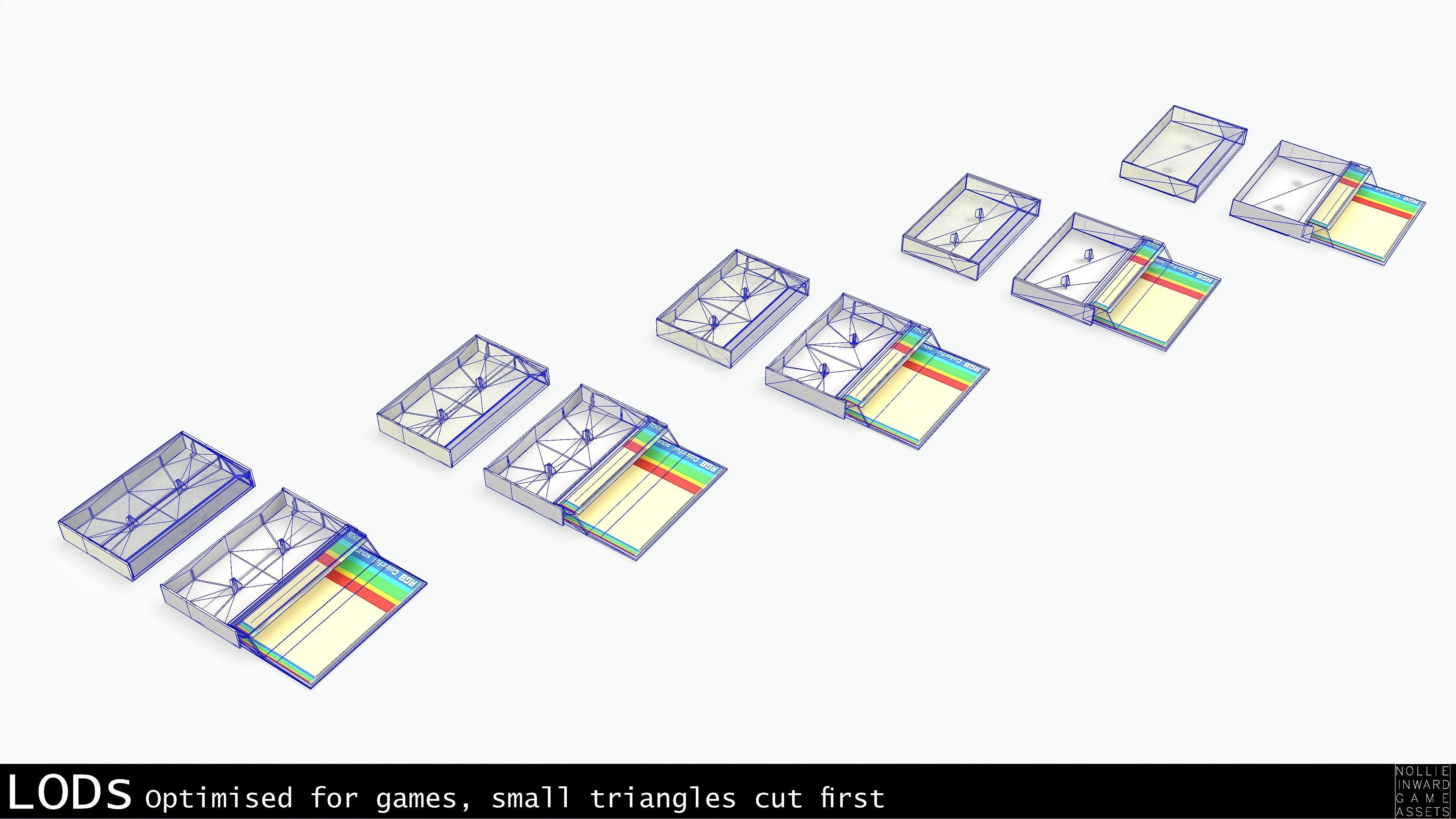 Cassette Tape and Case Opaque White Low-poly 3D model_16