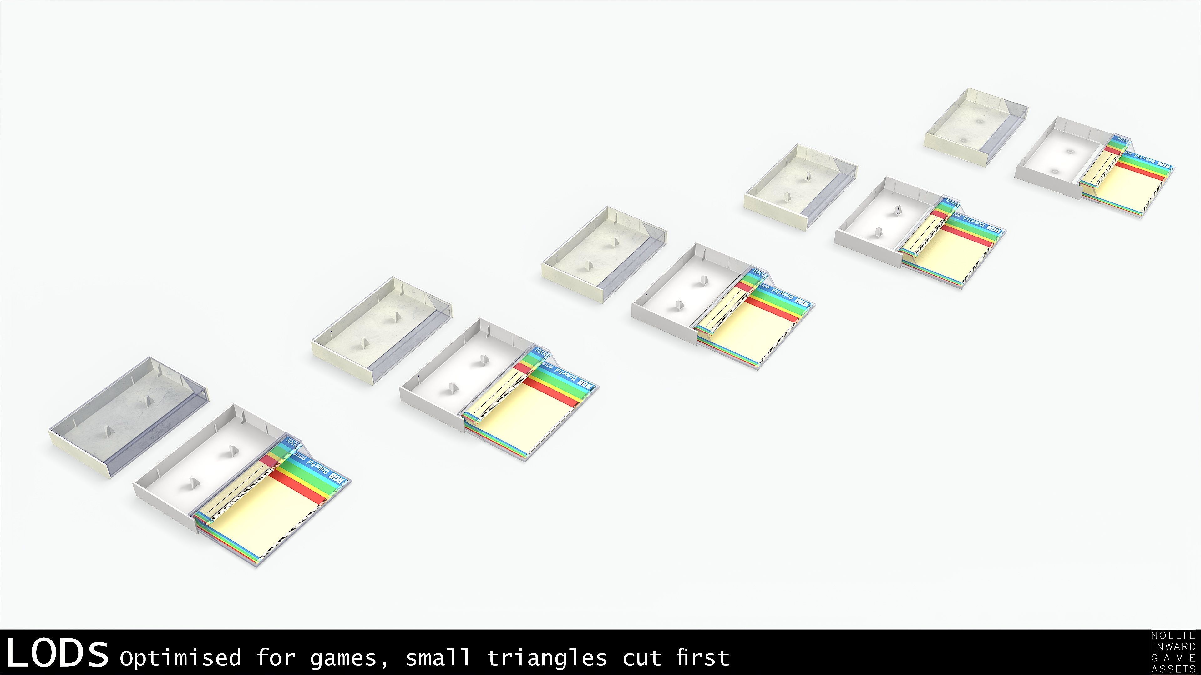 Cassette Tape and Case Opaque White Low-poly 3D model_15