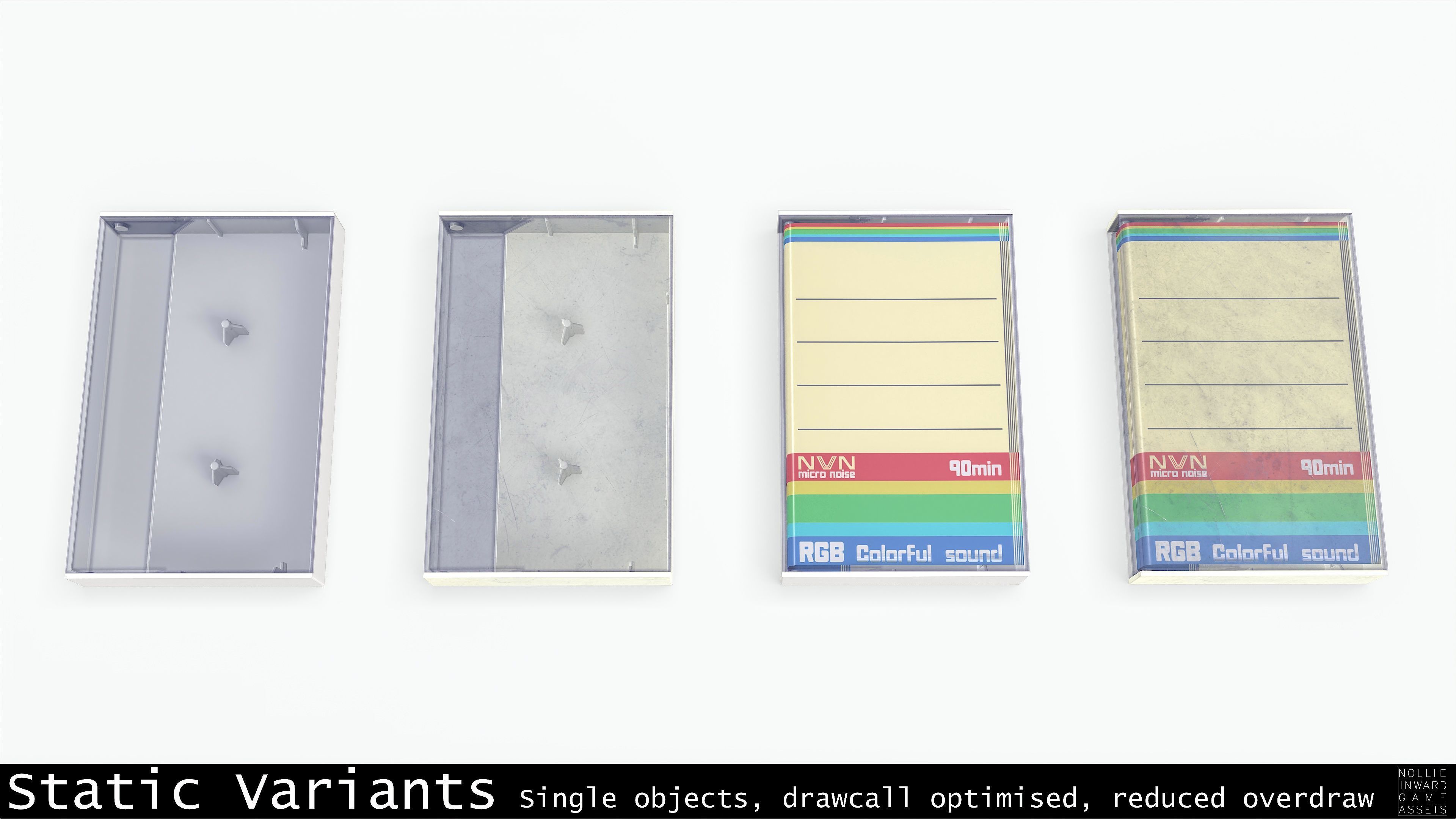 Cassette Tape and Case Opaque White Low-poly 3D model_14