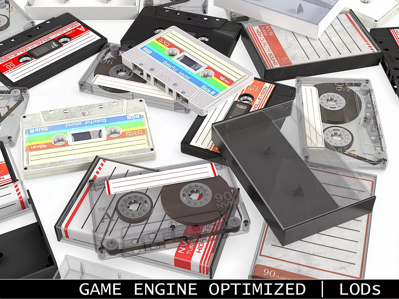 Cassette Tape and Case Collection - Updated Low-poly 3D model