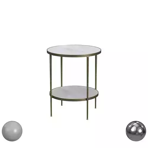 Noir Rivoli Modern Gold Frame White Stone Round Side Table 3D model