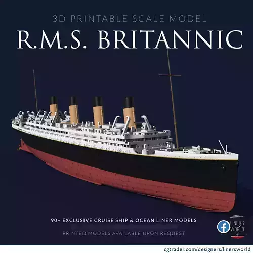 RMS Britannic ocean liner had she known commercial service 3D print model