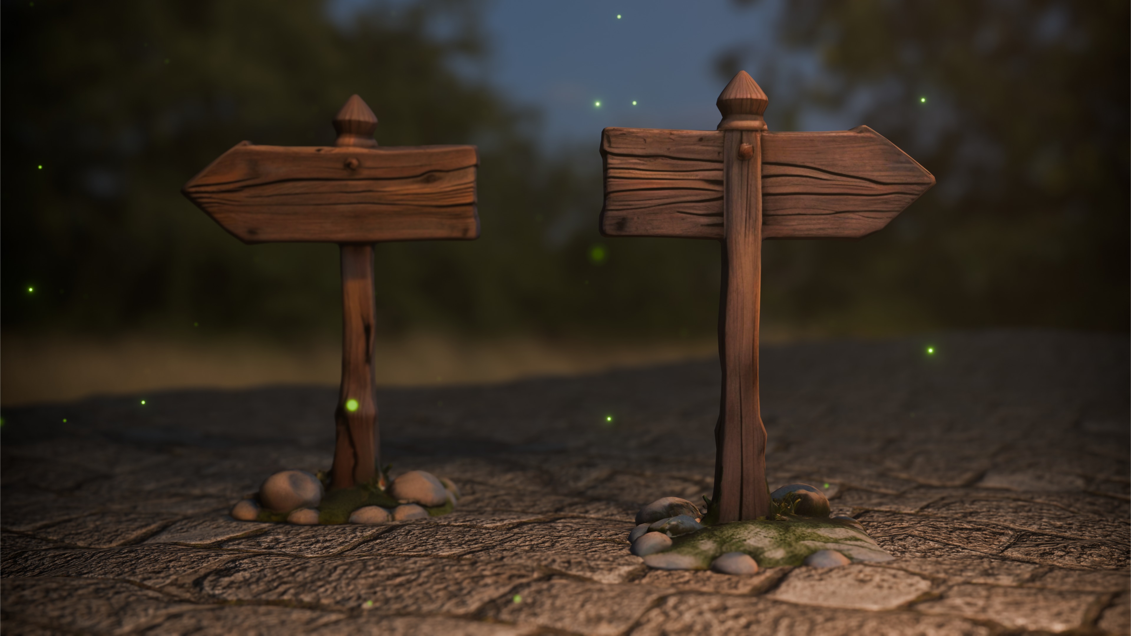 Wooden Signpost 3D model_2