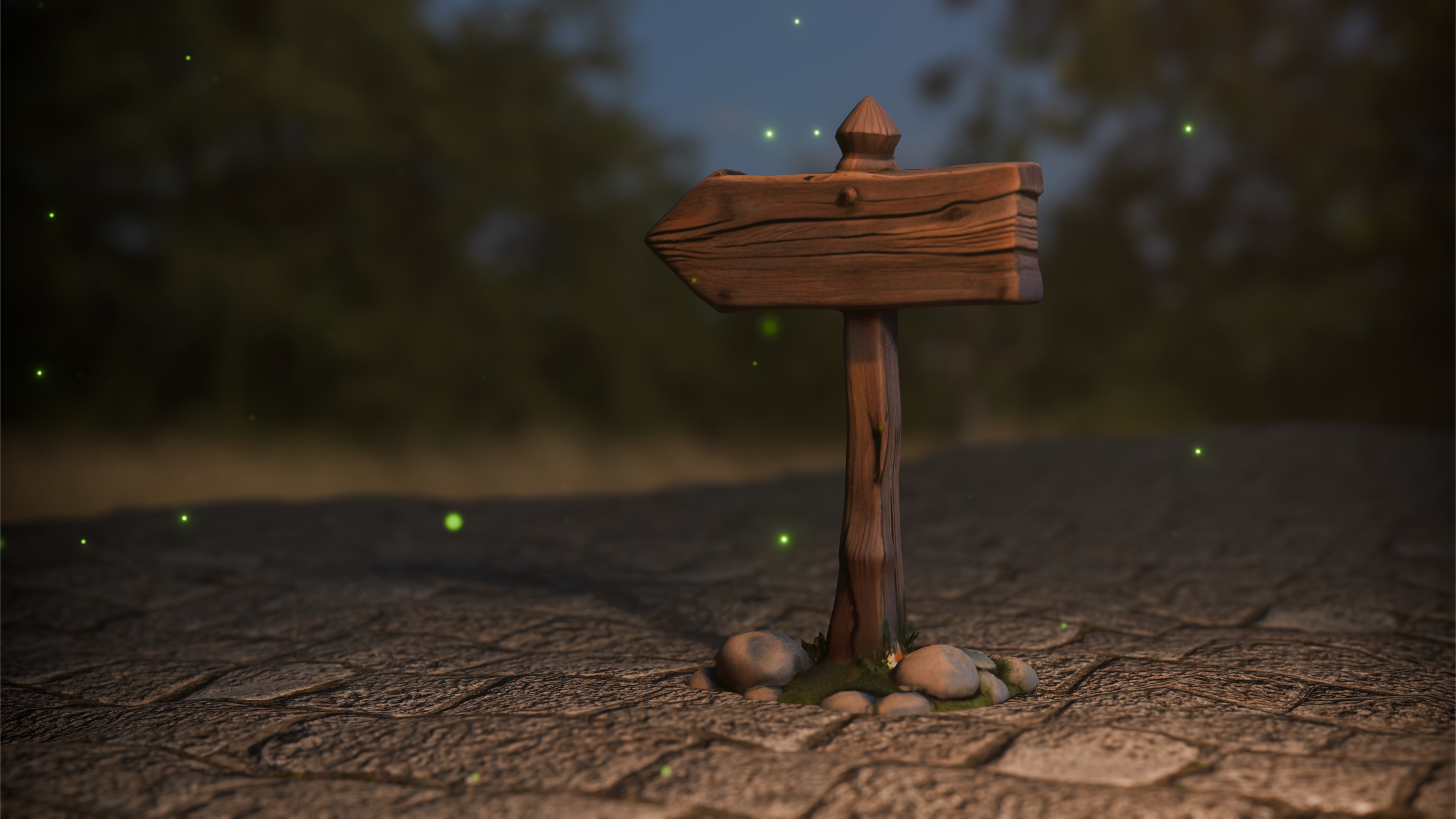 Wooden Signpost 3D model_1