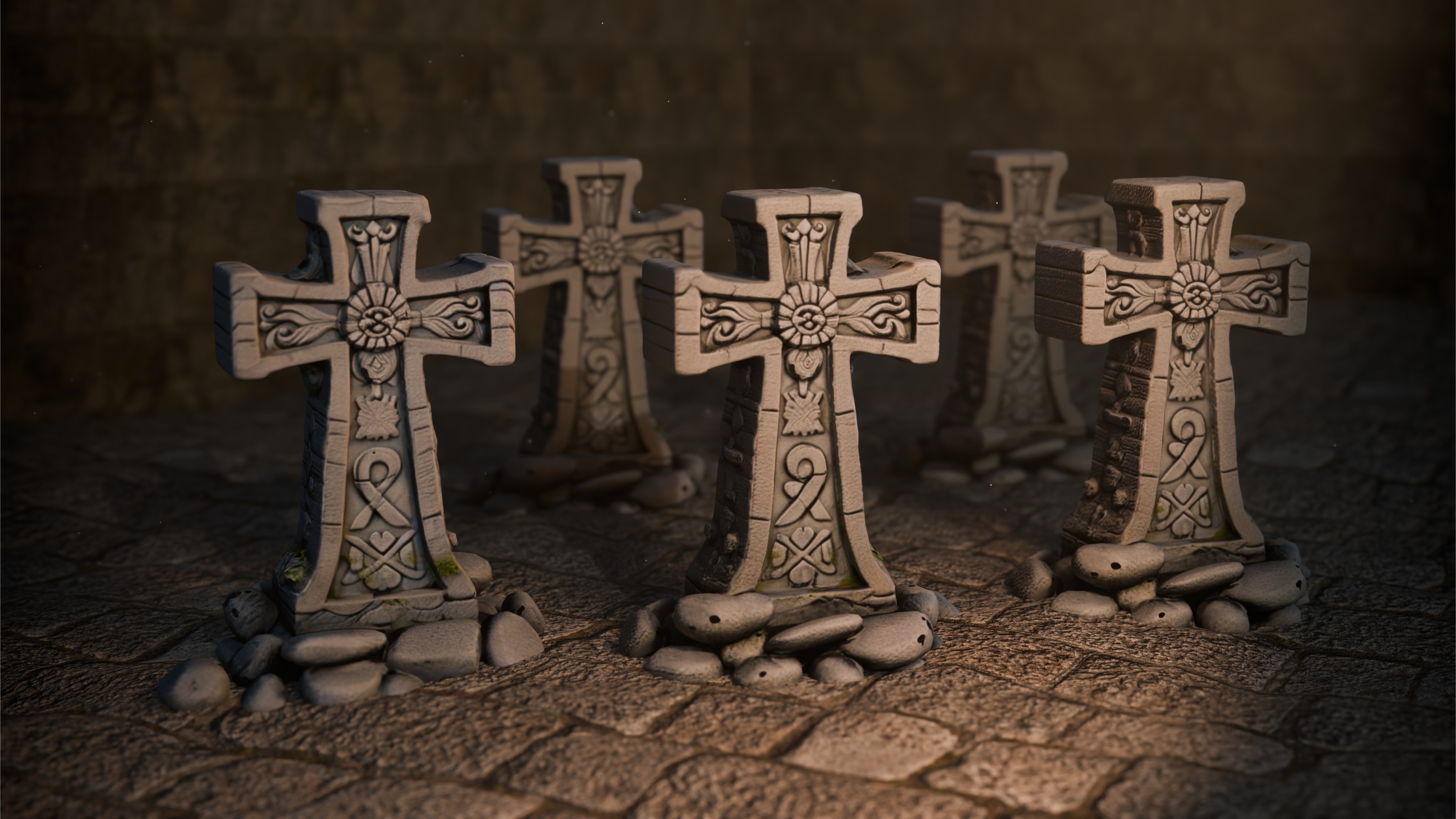 Medieval Stone Cross 3D model_2