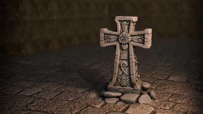 Medieval Stone Cross 3D model