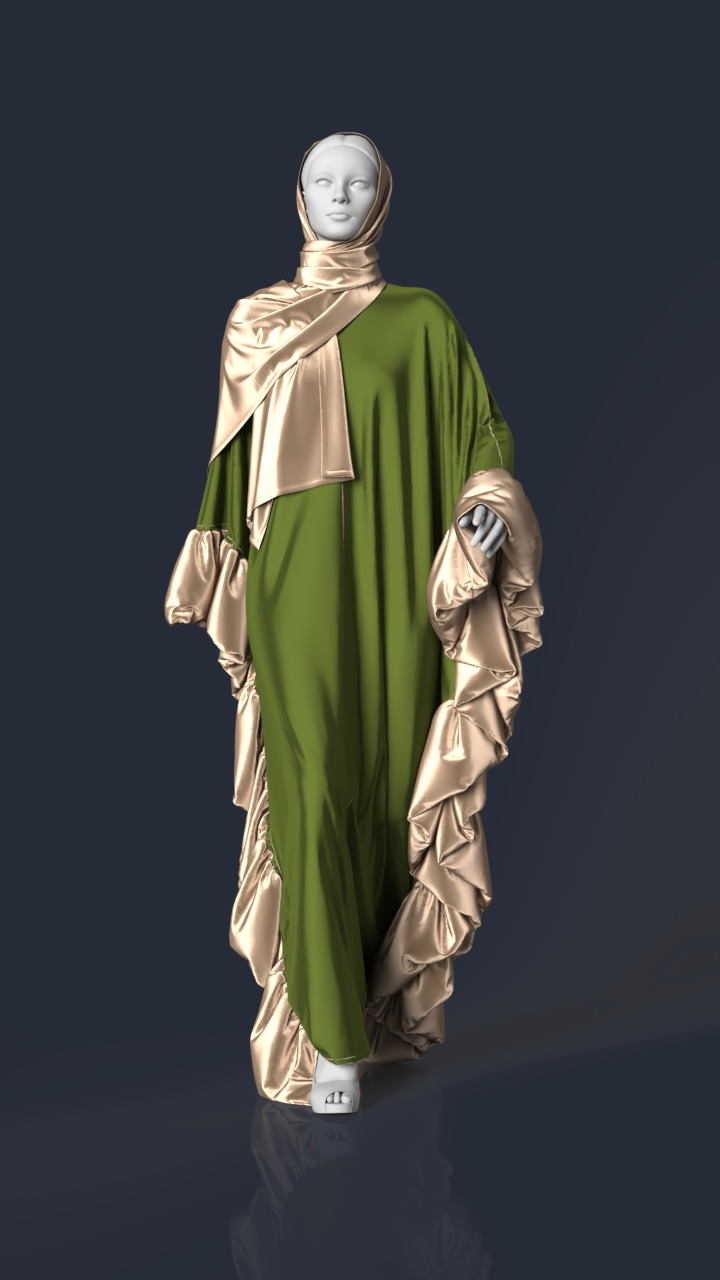 Abaya 05 with hijab Walk Cycle 3D model 3D model_7