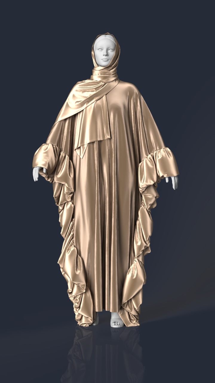 Abaya 05 with hijab Walk Cycle 3D model 3D model_4