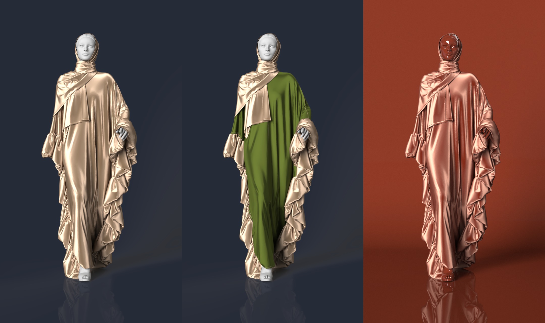 Abaya 05 with hijab Walk Cycle 3D model 3D model_2