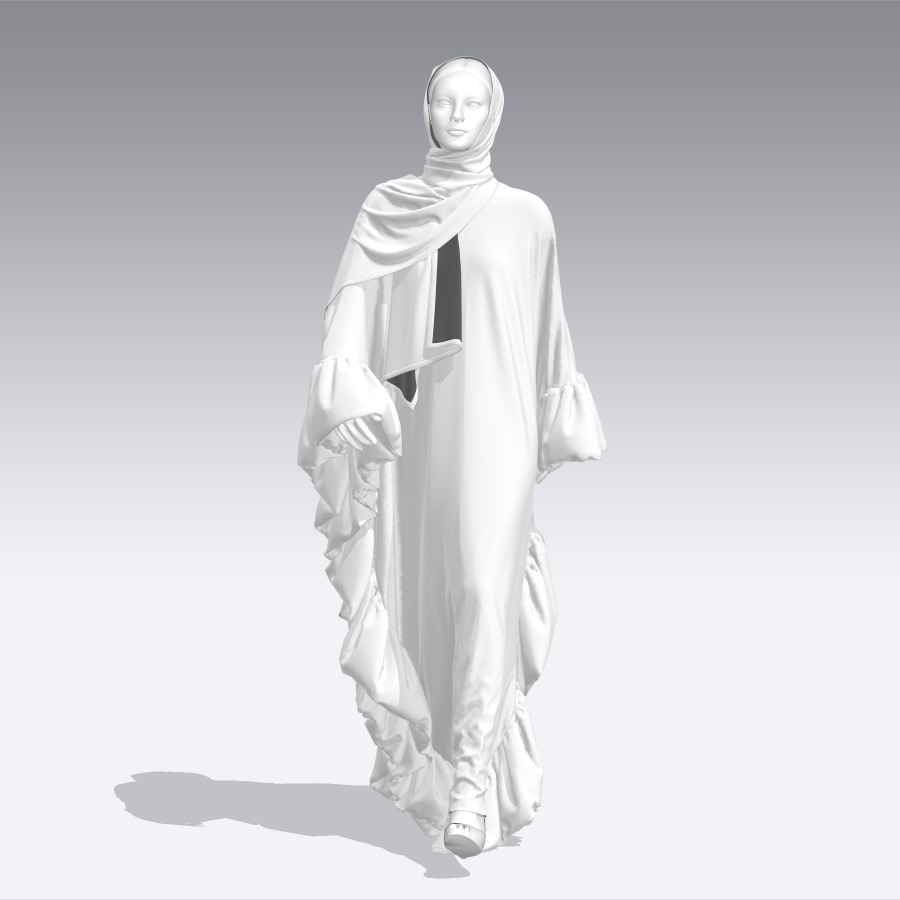 Abaya 05 with hijab Walk Cycle 3D model 3D model_11