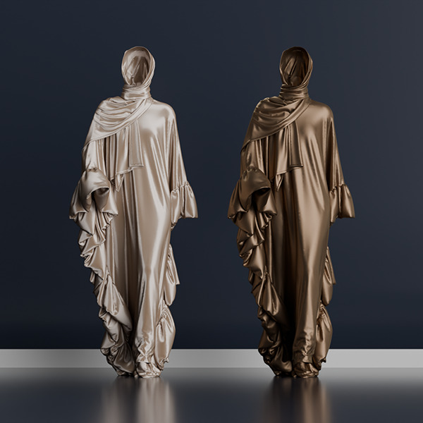 Abaya 05 with hijab Walk Cycle 3D model 3D model_31