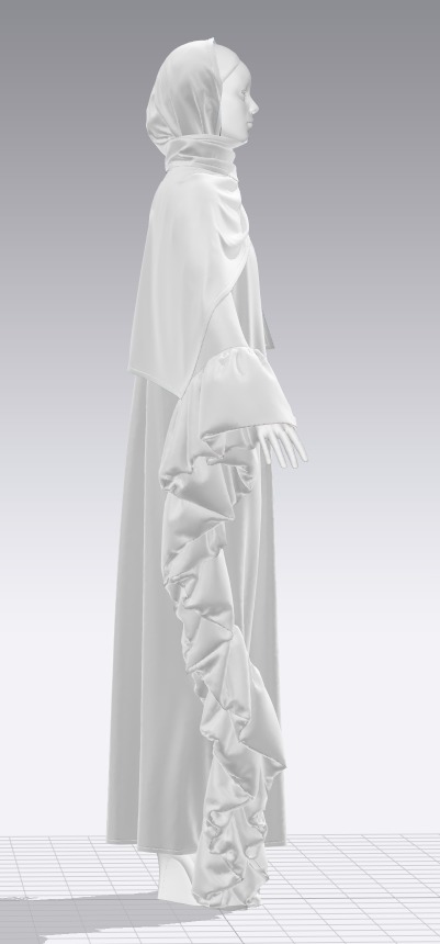 Abaya 05 with hijab Walk Cycle 3D model 3D model_20
