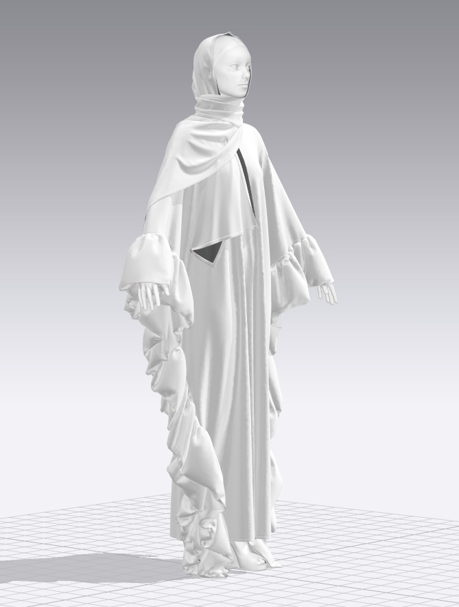 Abaya 05 with hijab Walk Cycle 3D model 3D model_21