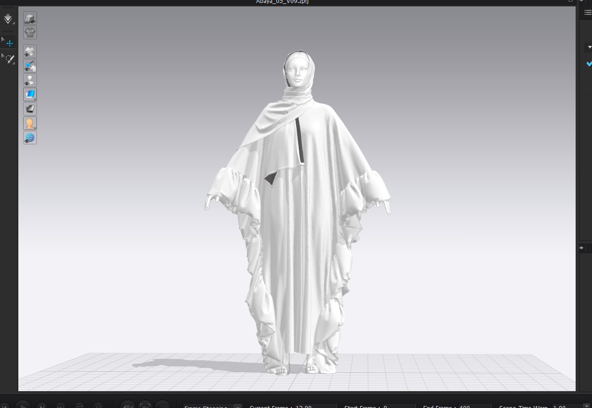 Abaya 05 with hijab Walk Cycle 3D model 3D model_24
