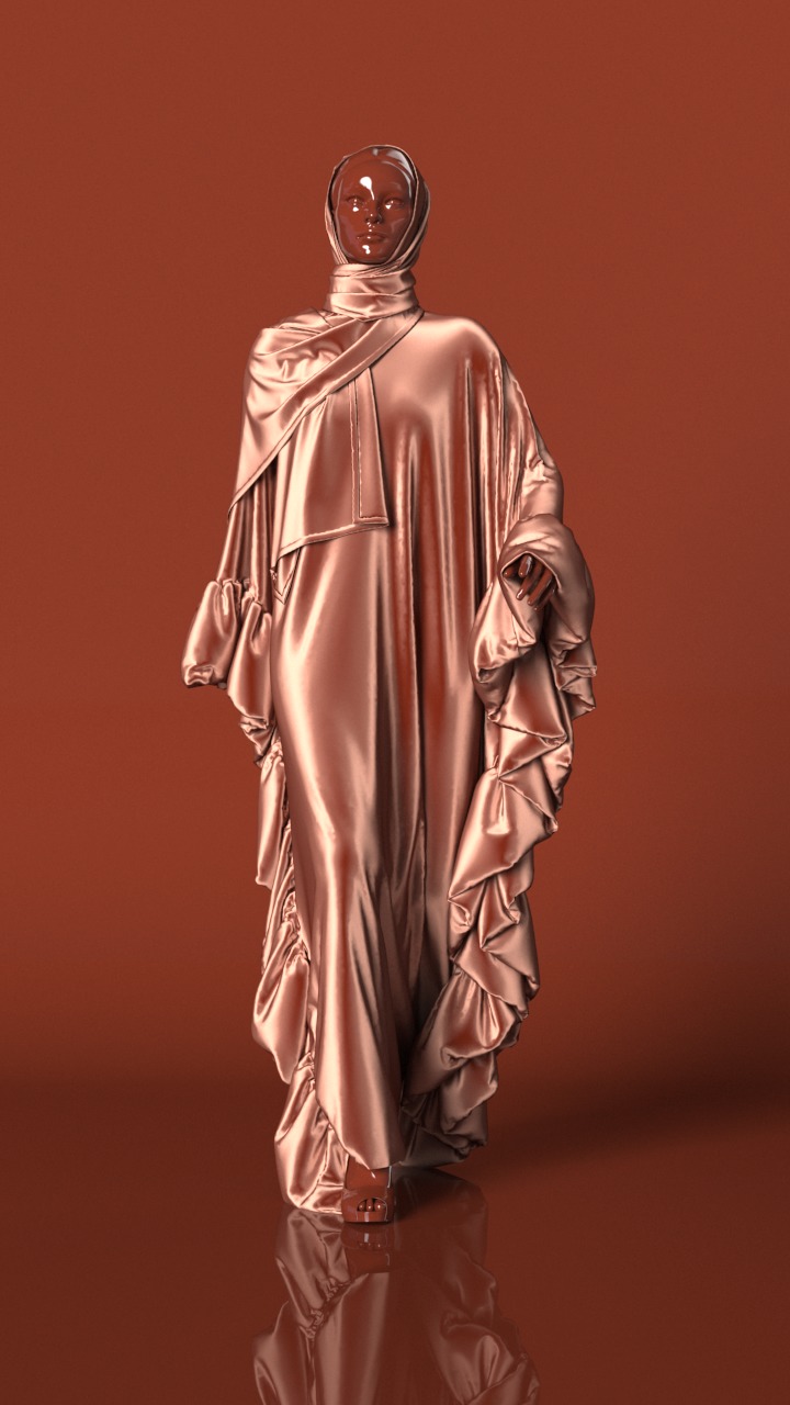 Abaya 05 with hijab Walk Cycle 3D model 3D model_16